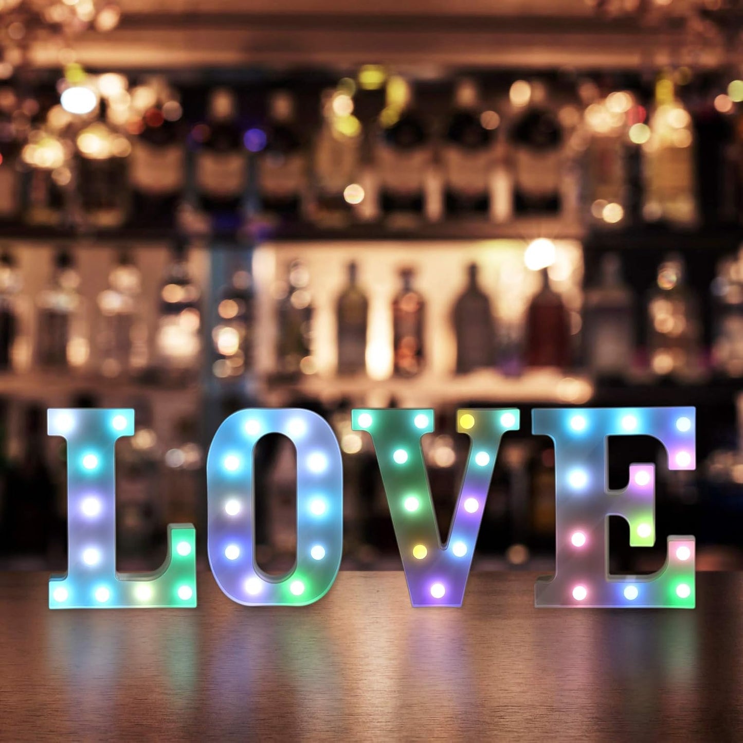 Foaky Colorful LED Letter Lights with Remote,Marquee Light Up Letters Sign for Night Light Wedding/Birthday Party Battery Powered Christmas Lamp Home Bar Decoration(J)