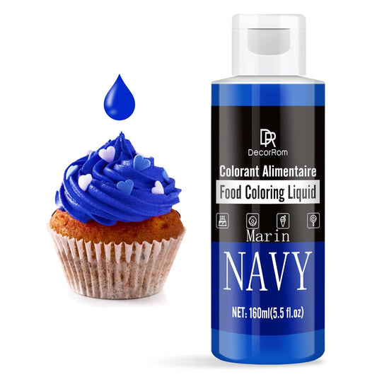 Food Coloring - Vibrant Liquid Icing Food Coloring Set for Baking, Cake Decorating, Easter Egg, Airbrush - Tasteless Food Color Dye for Fondant, Slime, DIY Crafts - 5.5 Fl.oz / 160ml Each (Navy)