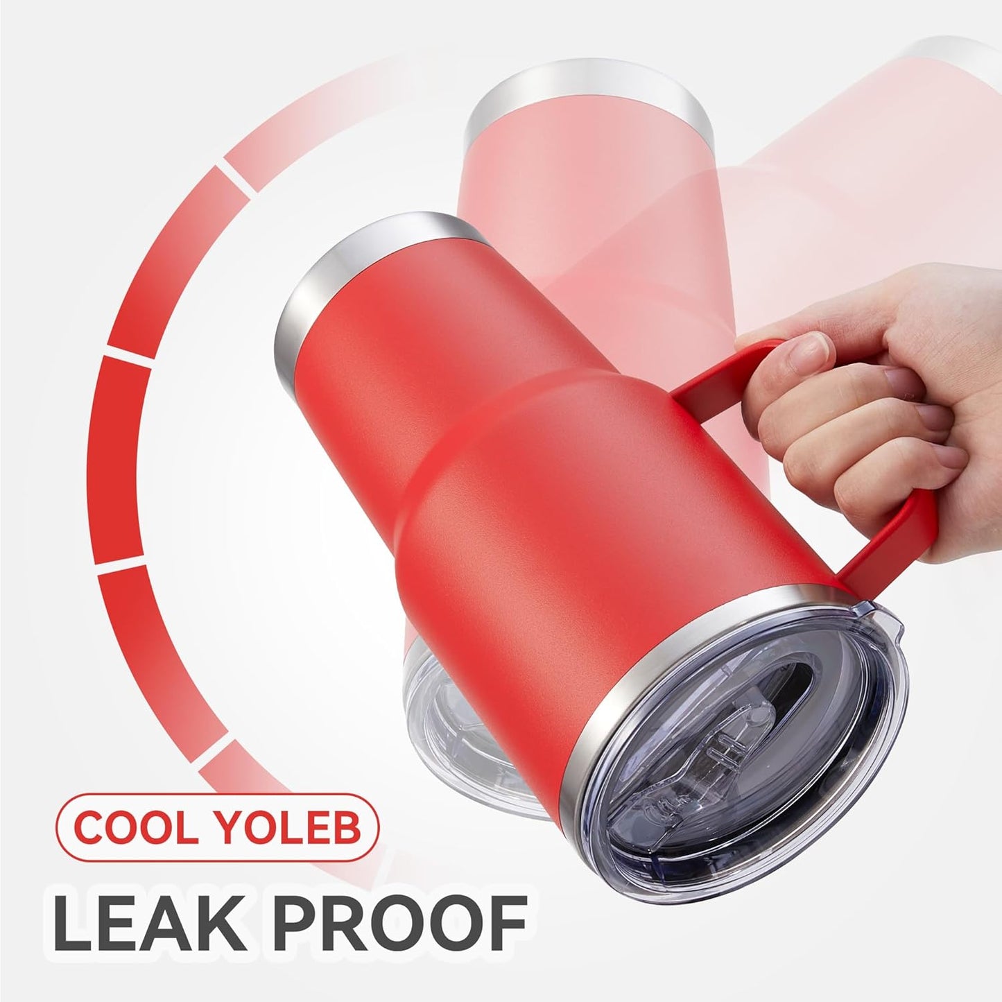 30 oz Tumbler with Handle and Lid, Stainless Steel Tumblers Bulk Double Wall Vacuum Insulated Travel Mug Leak Proof Cup Keep Drinks Cold and Hot Red, 4 Pack