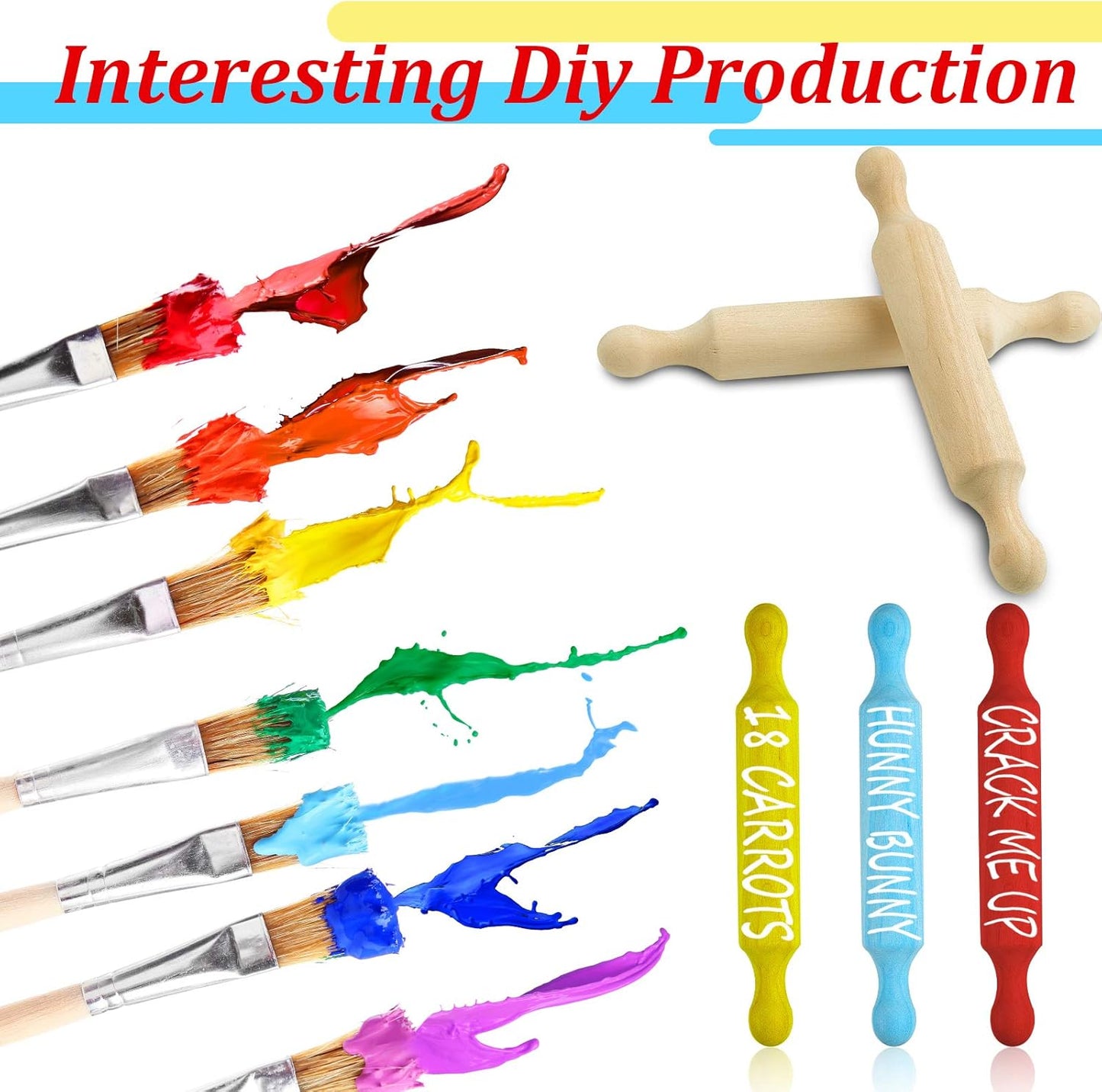 Suclain 15 Pcs Wooden Mini Rolling Pin Long Kitchen Baking Small Dough Rolling Pin for Children Fondant Pastry Pizza Crafting and Imaginative Play for Halloween and Christmas Presents (7 Inches)