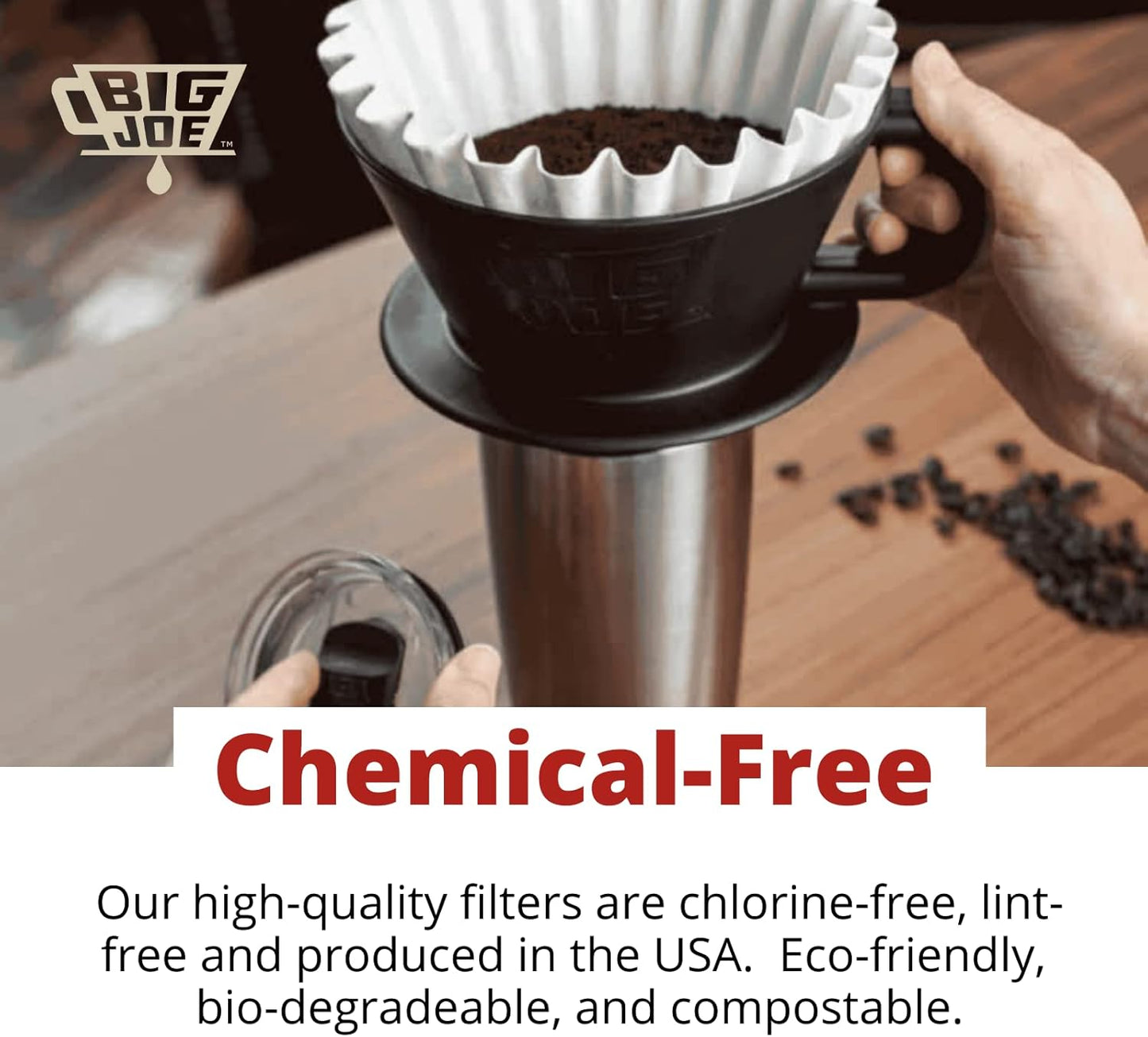 Big Joe® Large Coffee Filters (500 Count) - Tall Walled Commercial Coffee Filters (4 ¼ Inch base, 2 ¾ Inch Walls, 9 ¾ Inch Laying Flat) - Compatible with BUNN and 12-Cup Home & Commercial Machines