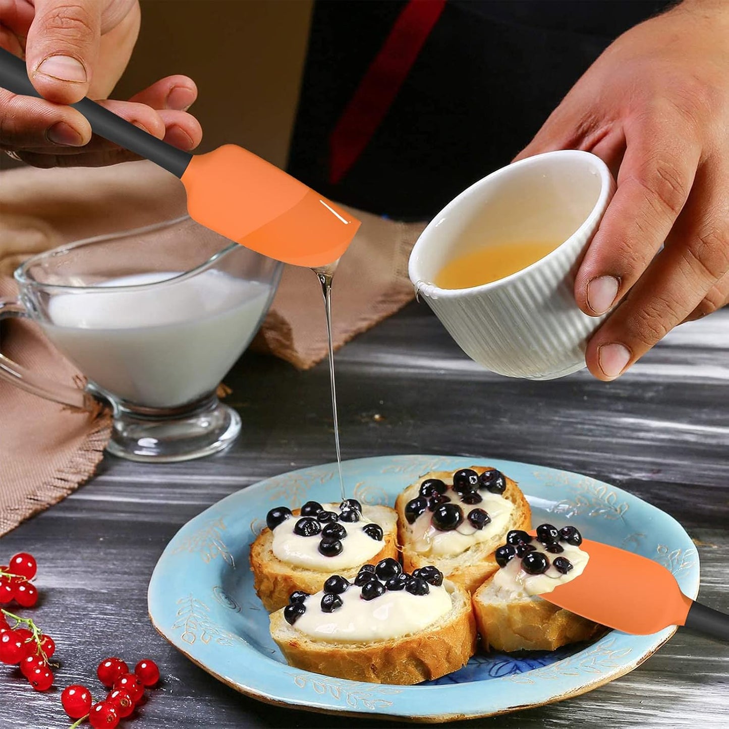 Coukre Silicone Spatula Set of 5,High Temperature Resistant, Food Grade Silicone, Dishwasher Safe, for Baking cooking (Orange)