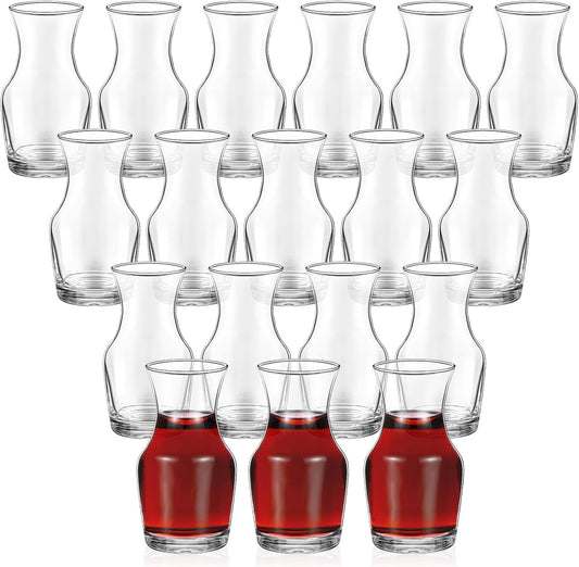 18 Pack Single Serving Wine Carafe Glass Small Mini Carafe Individual Wine Refill Decanter for Dinner Parties Tastings Bars Restaurants (6.5 oz)