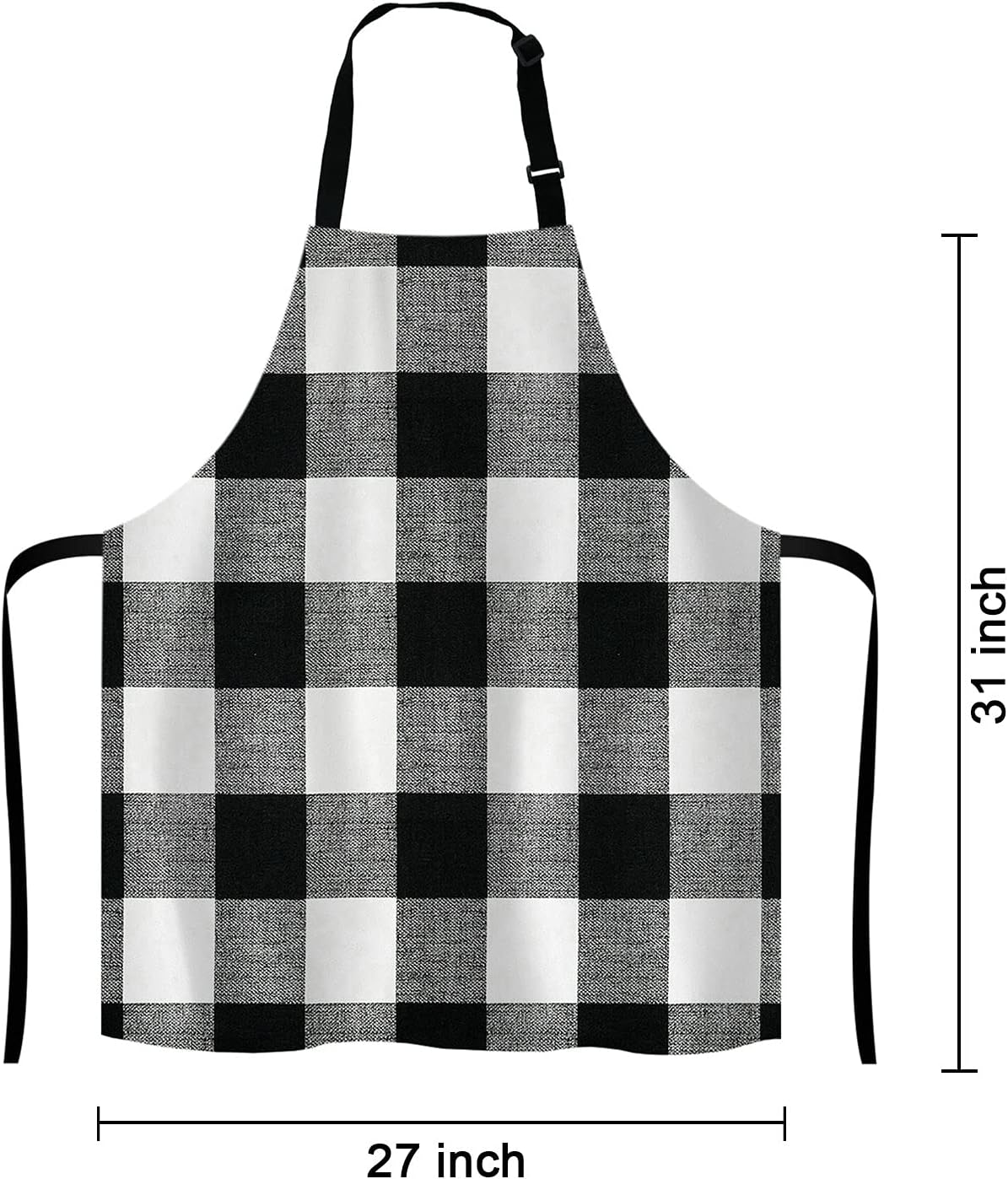 Black and White Buffalo Plaids Bib Apron with Adjustable Neck for Men Women,Suitable for Home Kitchen Cooking Waitress Chef Grill Bistro Baking BBQ Cobbler Apron