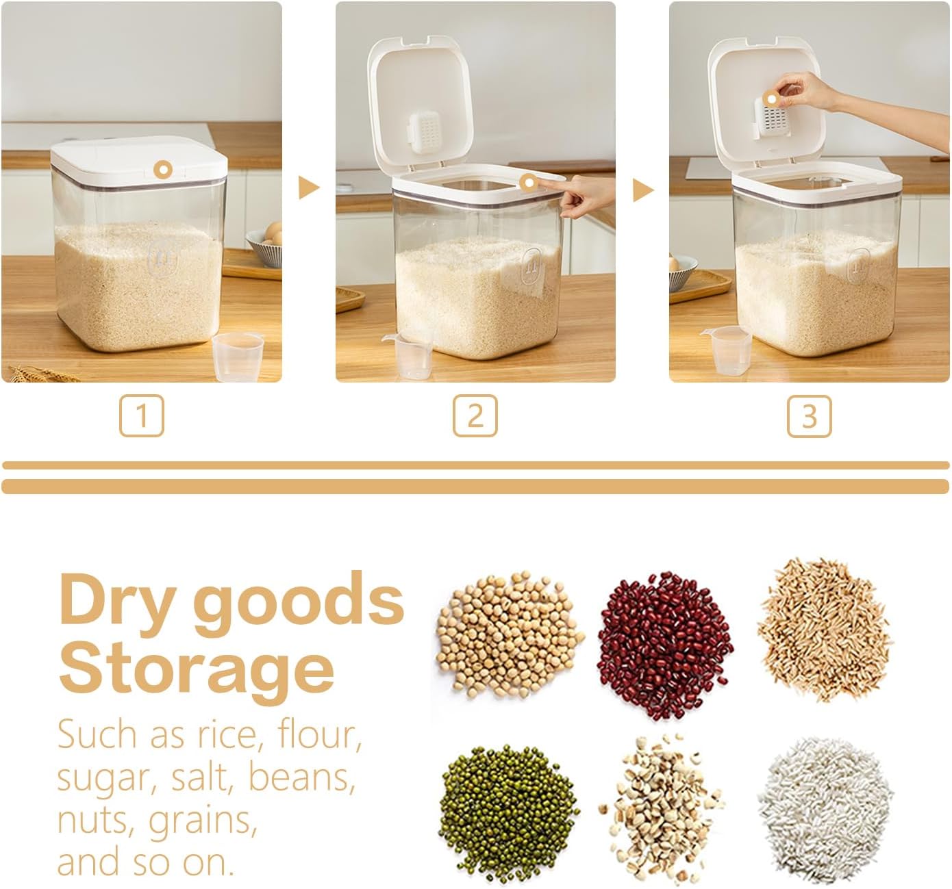 Flour Container 20LBS - 10 L /10.5 QT /10 KG - Rice Container Storage Food Grain Container Bins Household for Kitchen Pantry Organization (11L)