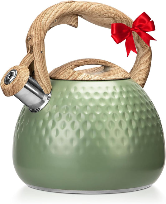 Tea Kettle Stovetops, 2.5 Quart Food Grade Stainless Steel Water kettles for Stove Top Teatop with Anti-hot Ergonomic Handle,Suitable for All Heat Sources