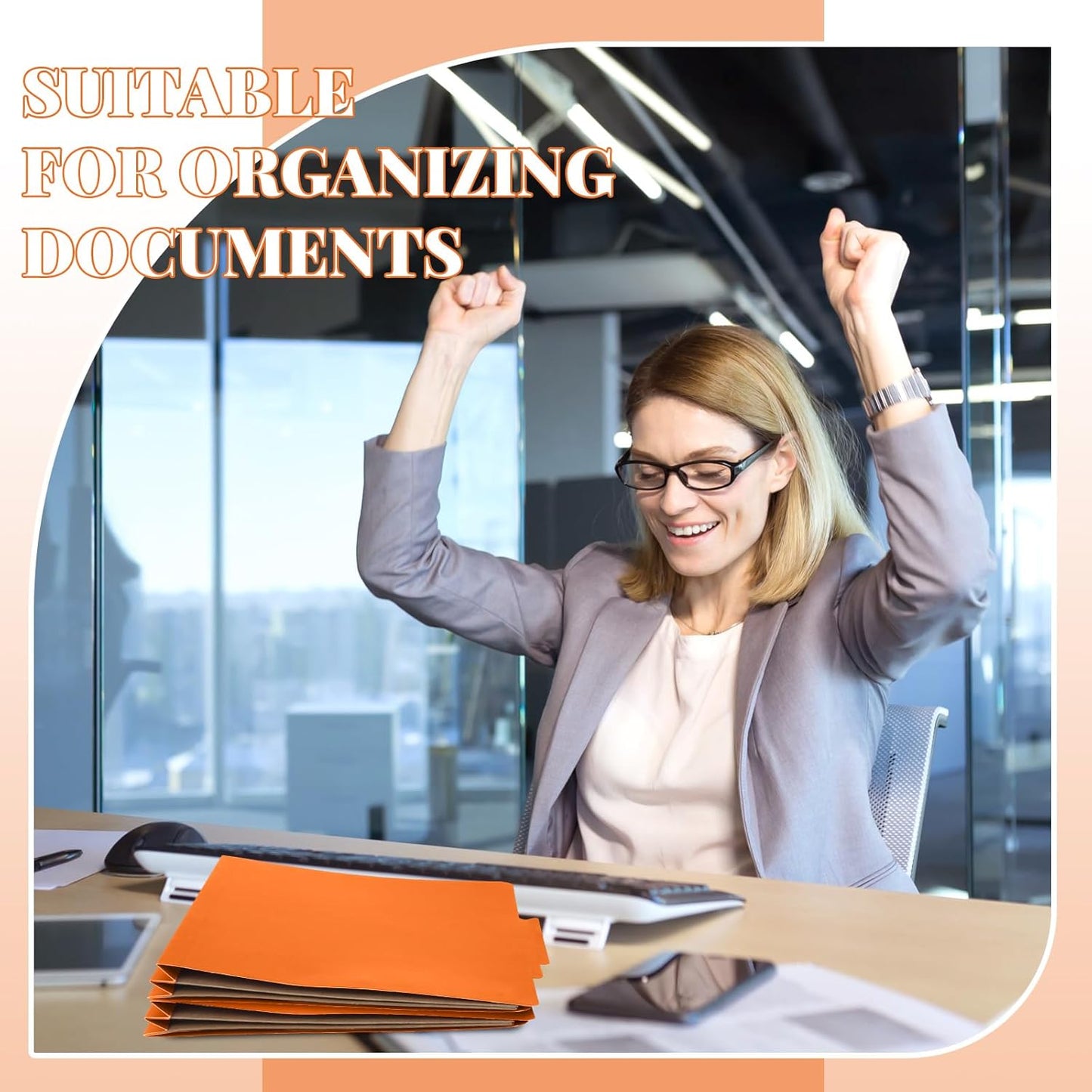 24 Pcs Classification Folders Letter Size, Back to School Supply for Teacher, Student, 2 Pocket Dividers Pressboard File Folder Bulk with 2 Fasteners, 2 in Expanding File Organizer (Orange)