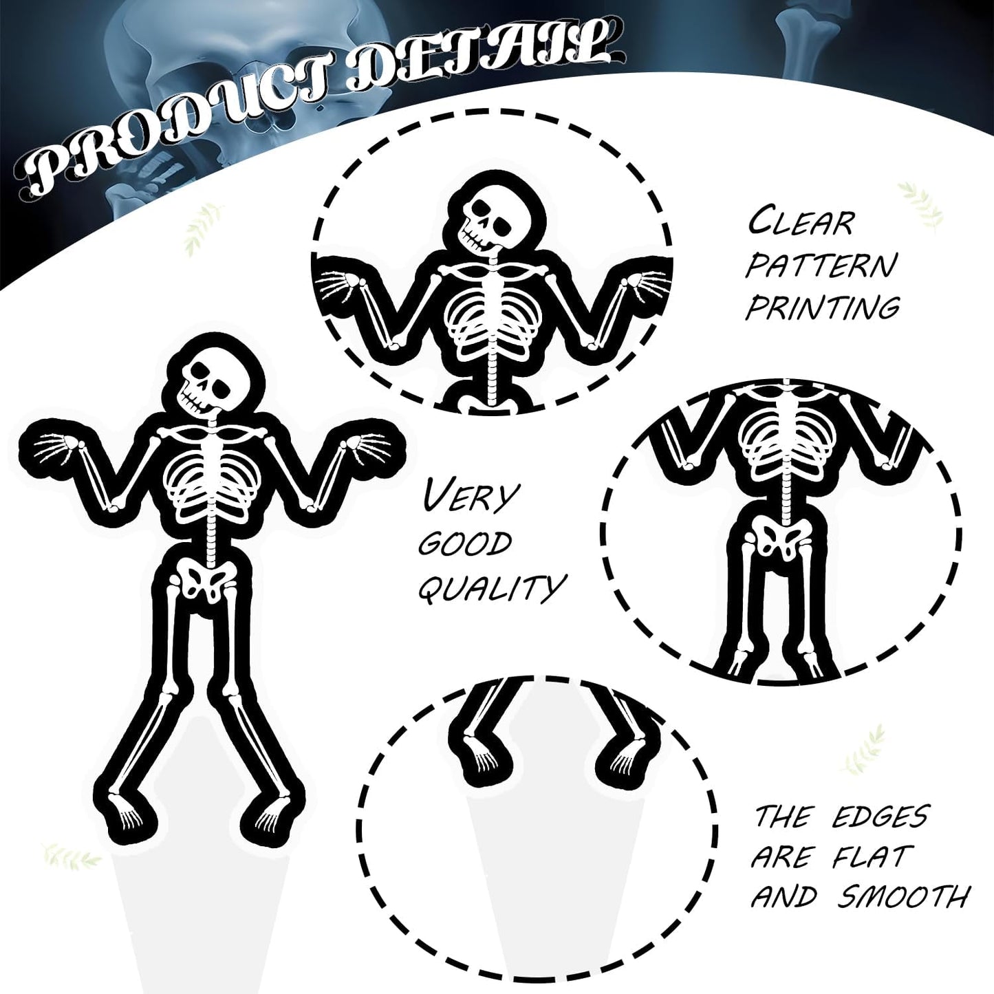 Dancing Skeleton Halloween Cupcake Toppers 48PCS Black Skull Party Cake Decorations Skeleton Cupcake Picks Halloween Birthday Party Decorations for Horror Theme Party Baby Shower Supplies