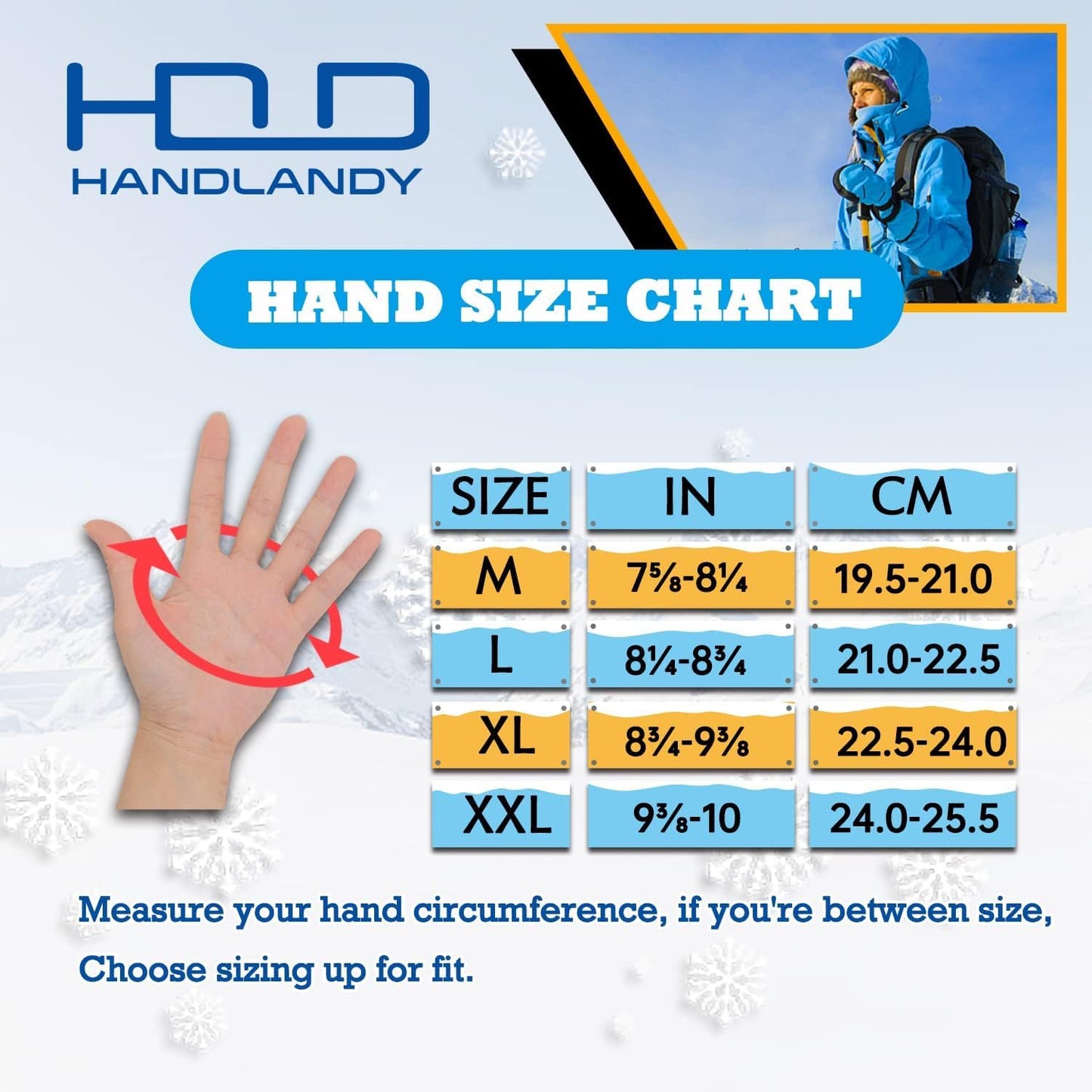 HANDLANDY Waterproof Insulated Work Gloves, 3M Thinsulate Thermal Winter Gloves for Men Women Touch Screen, Warm Ski Snowboard Cold Weather Gloves (Medium, Blue)