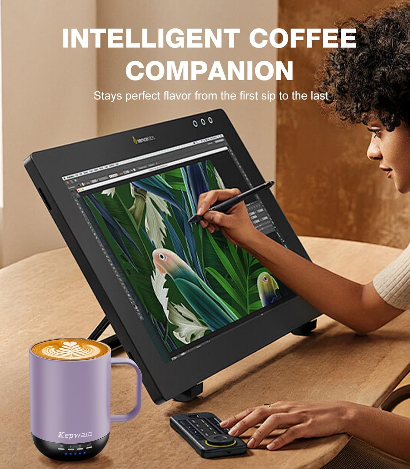 Self Heating Coffee Mug T1-16oz Fast Heating & Ultra Long-Lasting Battery Life, Heated Coffee Mug Up to 149℉ - Touch & App Controlled Coffee Mug, Birthday Gifts for Women and Men