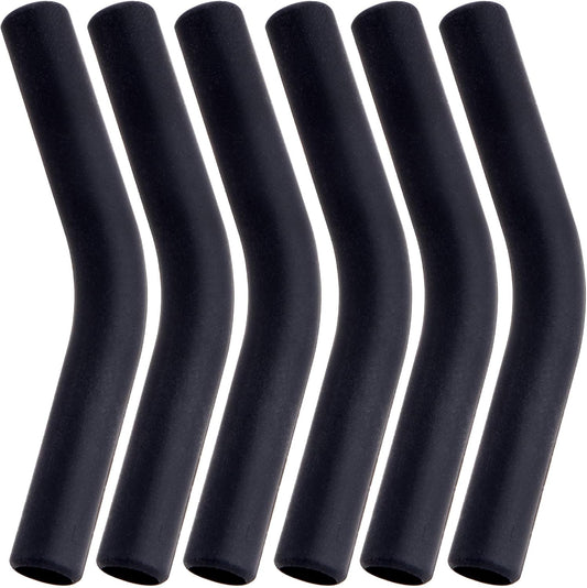 6pcs Food-Grade Silicone Metal Straw Tips, Reusable Flex Elbow Straws Cover Replacement Tips, Soft Straw Toppers Kits for 8 mm Stainless Steel Metal Straws - Black
