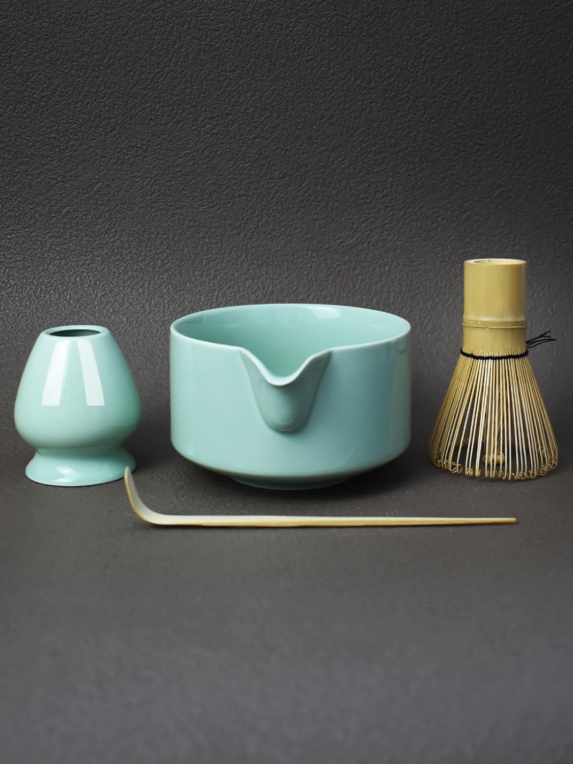 Artcome Premium Matcha Tool Set – Includes Matcha Bowl with Pouring Spout, Whisk, Whisk Holder, Tea Scoop & Matcha Manual - Green