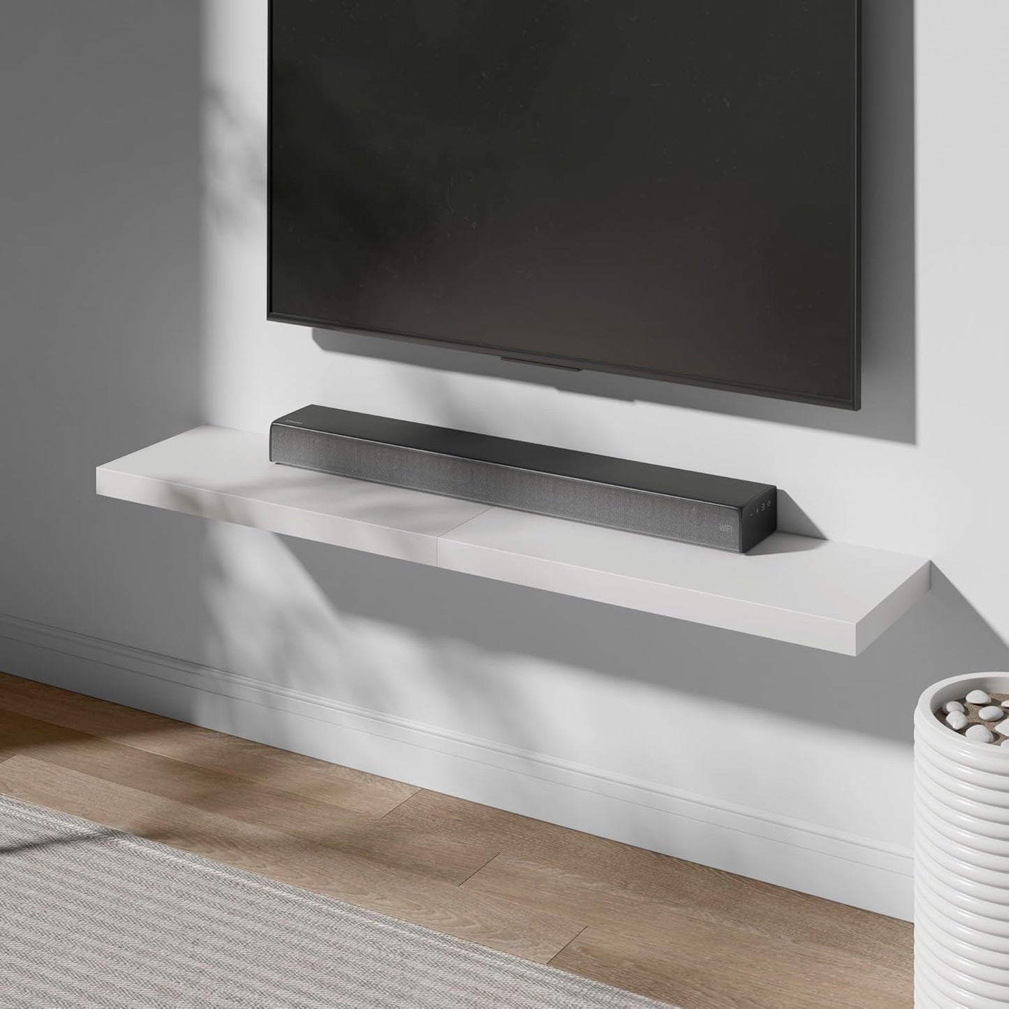 Floating Shelf, Set of 2 Wall Shelf, 36 in W x 12.75 in D x 2 in H Wooden Floating Wall Shelf with Invisible Brackets for Living Room/Bedroom/Bathroom/Kitchen Storage and Decor, White