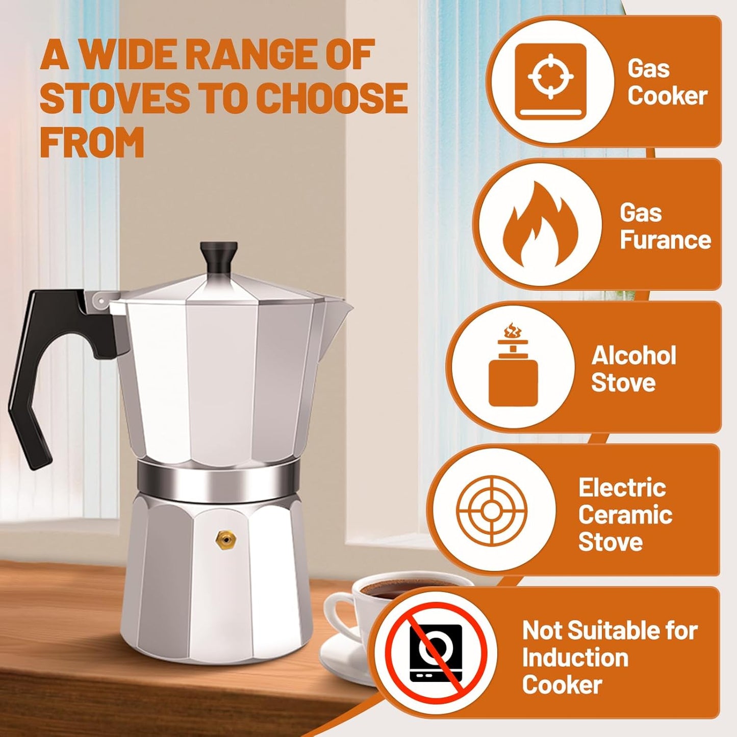 14 Cup Aluminum Espresso Stovetop Moka Pot Express Coffee Maker Percolator Italian Classic Mocha Coffee Machine for Italian and Cuban Cafe Brewing for Home & Camping 700ml 23oz