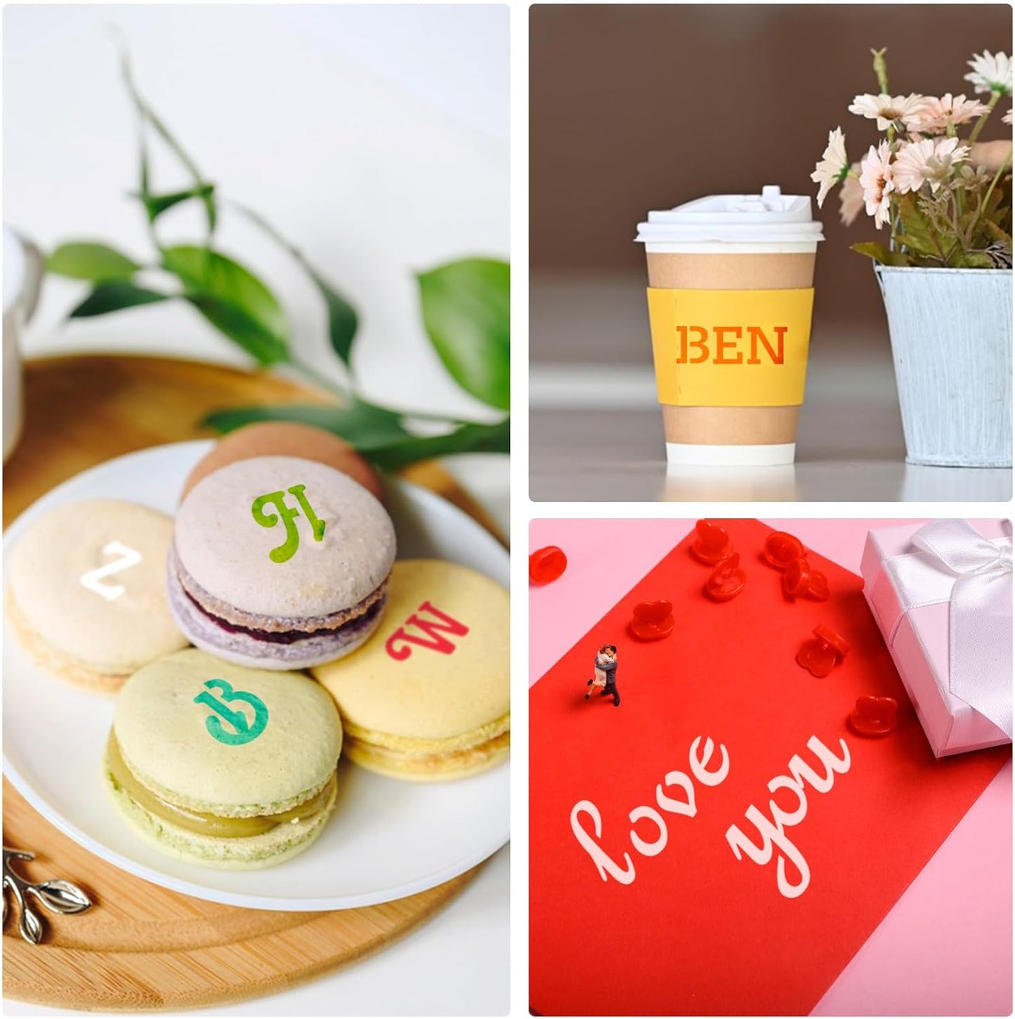 6x6in Alphabet Letter & Number Cookie Stencils for Royal Icing & Sugar Cookie Decoration - 16 Pcs Assorted Sizes