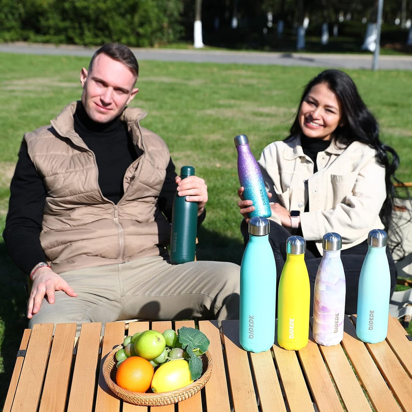 BJPKPK 17oz Insulated Stainless Steel Water Bottles,Sports Water Bottles Keep Cold for 24 Hours and Hot for 12 Hours,BPA Free for Travel,Turquoise