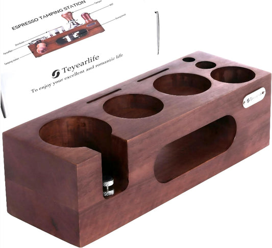 espresso tamping station called Coffee Tamper Station Fit 51 to 54mm Espresso Accessories The tamper holder Or organizer station Adjustable Portafilters Stand Height (7 IN 1)