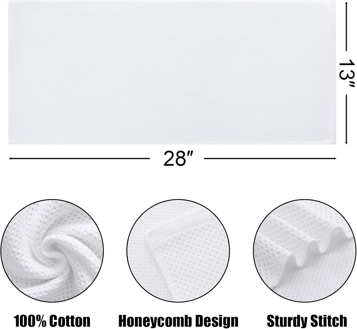 Kitinjoy 100% Cotton Waffle Weave Kitchen Towels, 4-Pack Super Soft and Absorbent Dish Towels for Drying Dishes, Kitchen Hand Towels, 13 in x 28 in, White