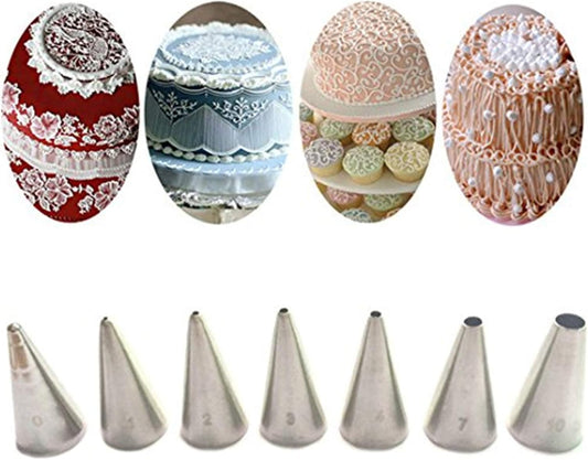 Cake Decorating Set, 7 Pieces Stainless Steel Icing Piping Nozzles Tips Kit - Christmas Holiday Birthday Anniversary Wedding Cupcakes Cakes Cookies Dessert Candy Pastry DIY Making Tools #6