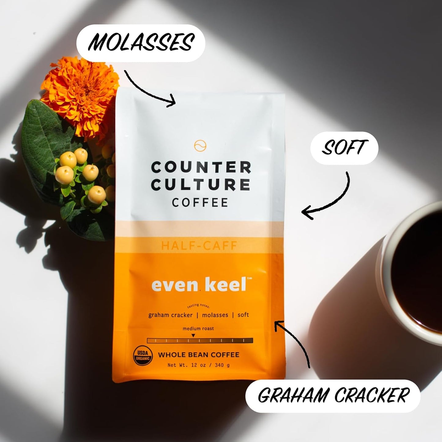 Counter Culture Coffee - Fresh Roasted Certified Organic Whole Bean Coffee (Kosher) (Even Keel Double Pack)