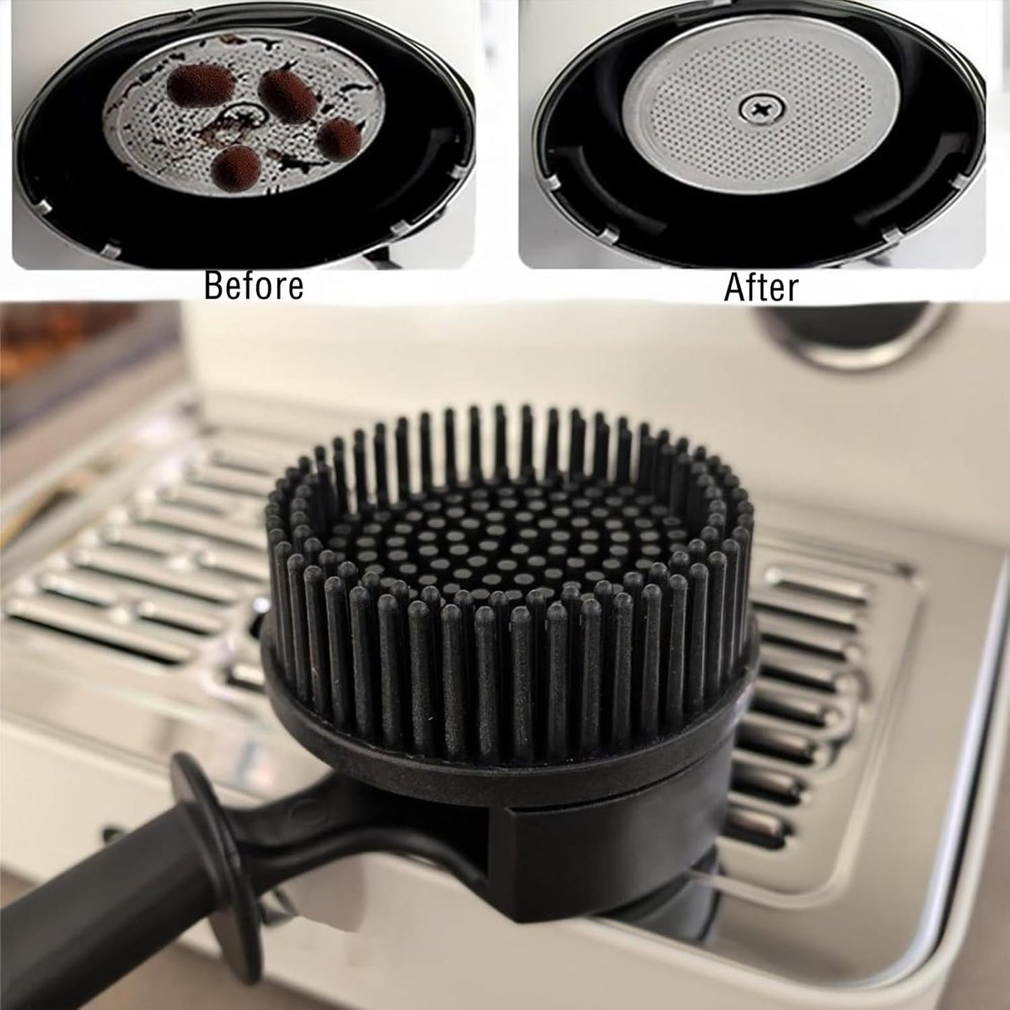 Espresso Cleaning Brush - Espresso Machine Group Head Cleaning Brush - Detachable 360° Silicone Cleaning Bristle Tools for Coffee Machine 58mm Grouphead