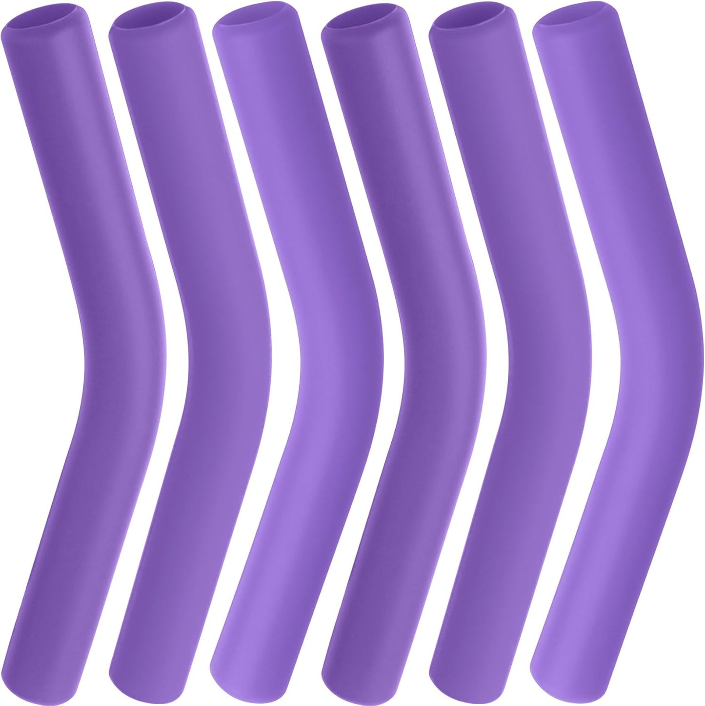 6pcs Food-Grade Silicone Straw Tips, Reusable Metal Straw Elbows Tips, Temperature Resistant Rubber Straw Covers Replacement Tip for 5/16" Stainless Steel Straws - Dark Purple