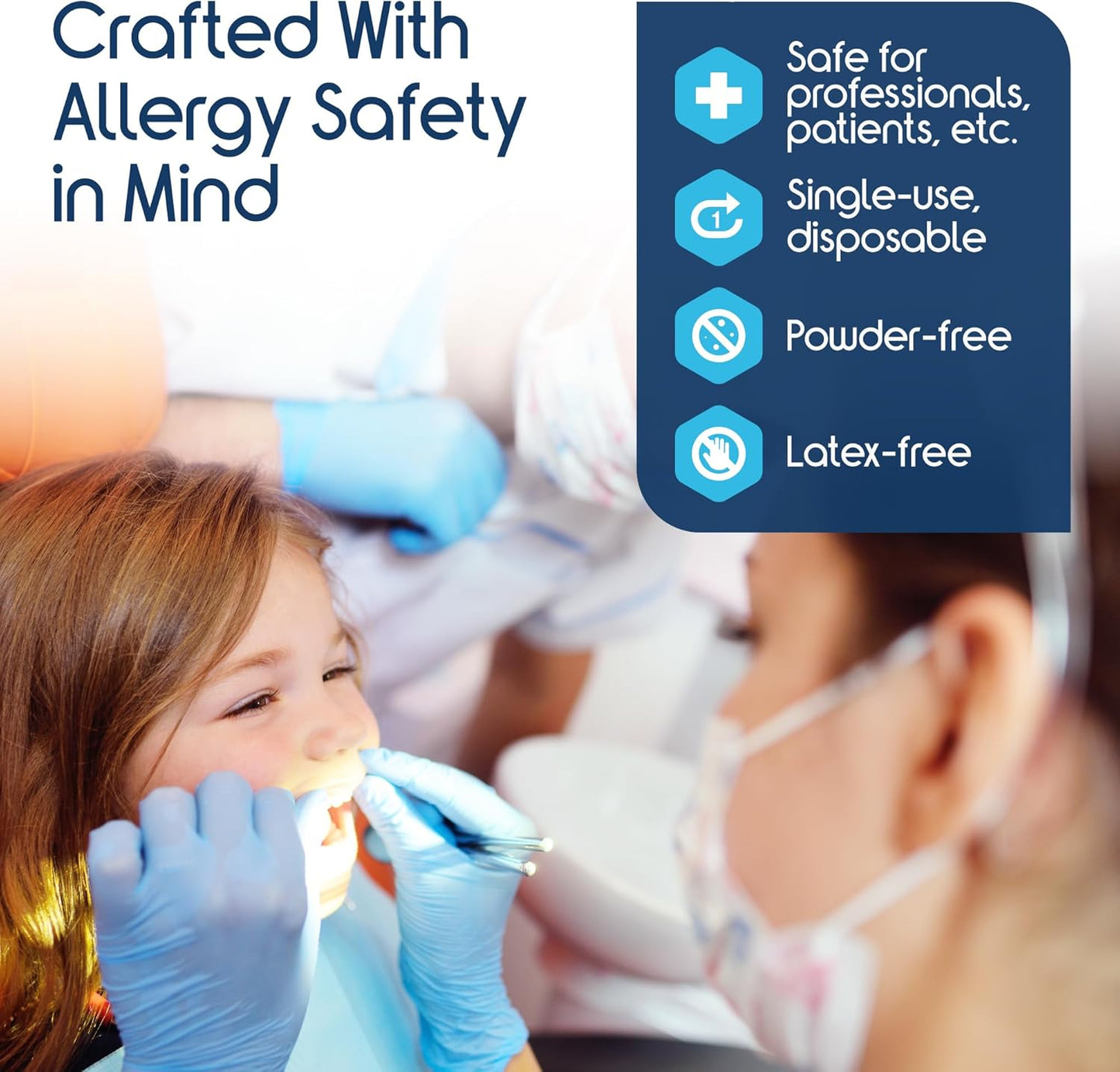 Inspire 니트릴 비닐 블렌드 시험 장갑 - 일회용, 라텍스 프리, 의료, 다용도 요리