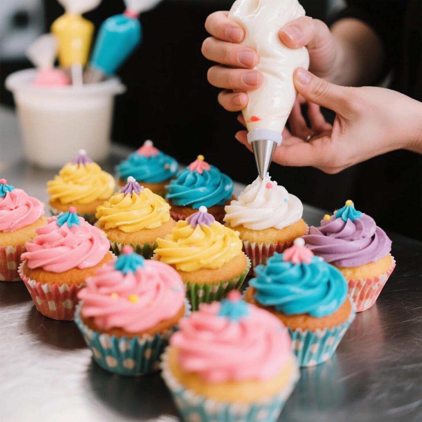 100Pack Disposable Pastry Bags, 16 Inch Clear Thick Plastic Anti-Burst Pastry Icing Frosting Piping Bags For Decorating Cupcakes Cakes Cookies