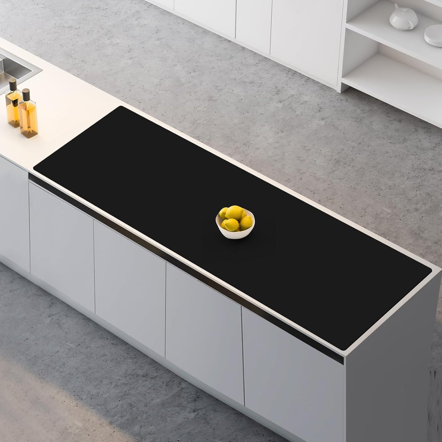 Large Silicone Mats, 78.7”x15.7”(200cmx40cm) Extra Large Silicone Heat Resistant Mat, Countertop Protector, Nonstick Waterproof Mats for Kitchen Counter, Shipped Rolled Up Kitchen Counter Mat, Black