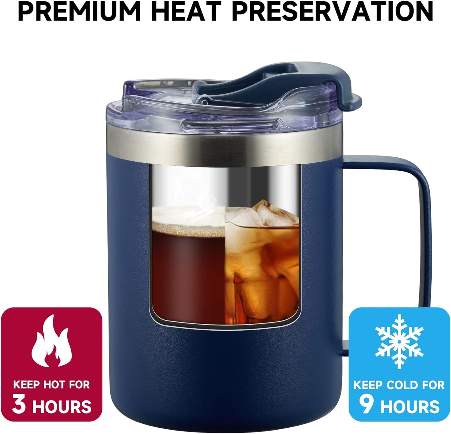 ALOUFEA 12oz Insulated Coffee Mug Cup with Handle, Stainless Steel Travel Coffee Mug with Flip Lid, Double Wall Vacuum Coffee Tumbler,Raspberry Vibes