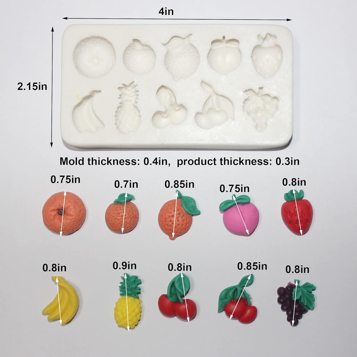 Lovely Small Items Silicone Fondant Molds Set For Cake Topper, Gumpaste, Candy & Chocolate, Polymer Clay and More (Vegetables & Fruits)