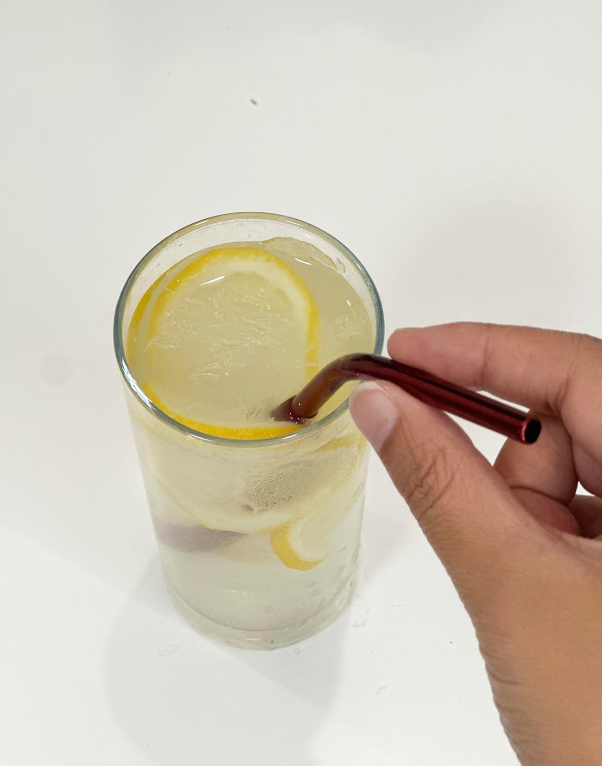 10 Pcs Stainless Steel Straws, Reusable Drinking Straws, 5 Straight + 5 Bent Metal Straws Set With 2 Pcs Cleaning Brushes (Red, 10.5 Inch)