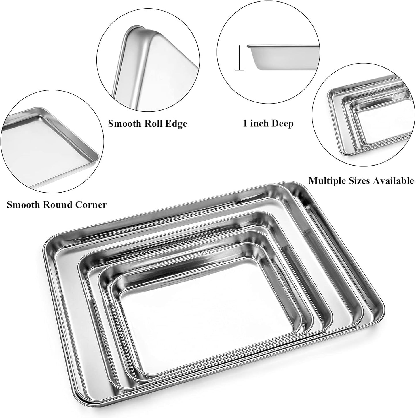Baking Sheet with Rack Set, Yododo Set of 4 (2 Sheets + 2 Racks), Stainless Steel Cookie Sheet Baking Pan Tray with Cooling Rack, Non Toxic & Heavy Duty & Easy Clean - Size of 17½ inch
