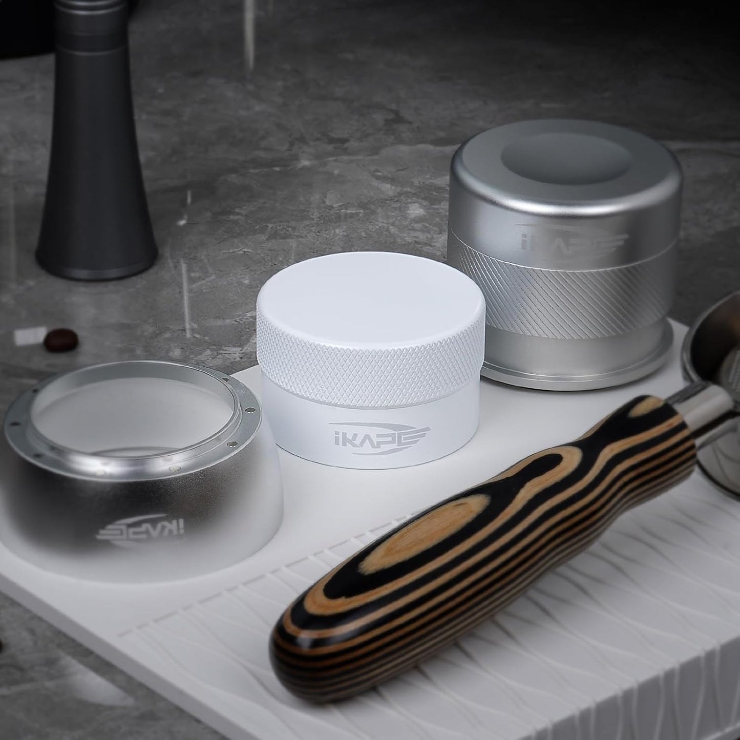 IKAPE 51MM Coffee Distributor, Gravity Adaptive Espresso Distributor Fits All 51MM Espresso Portafilter, Compatible with 51MM Delonghi Bottomless Portafilter (White)