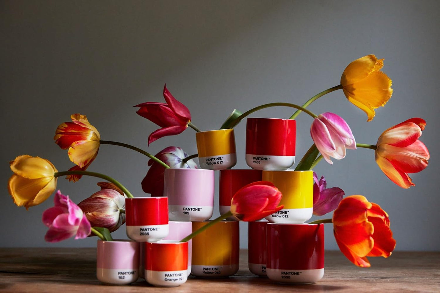 Copenhagen Design Pantone Latte Cup - Double Wall Thermo - Cappuccino Handleless Mug - 7.44oz/220ml, Yellow 012