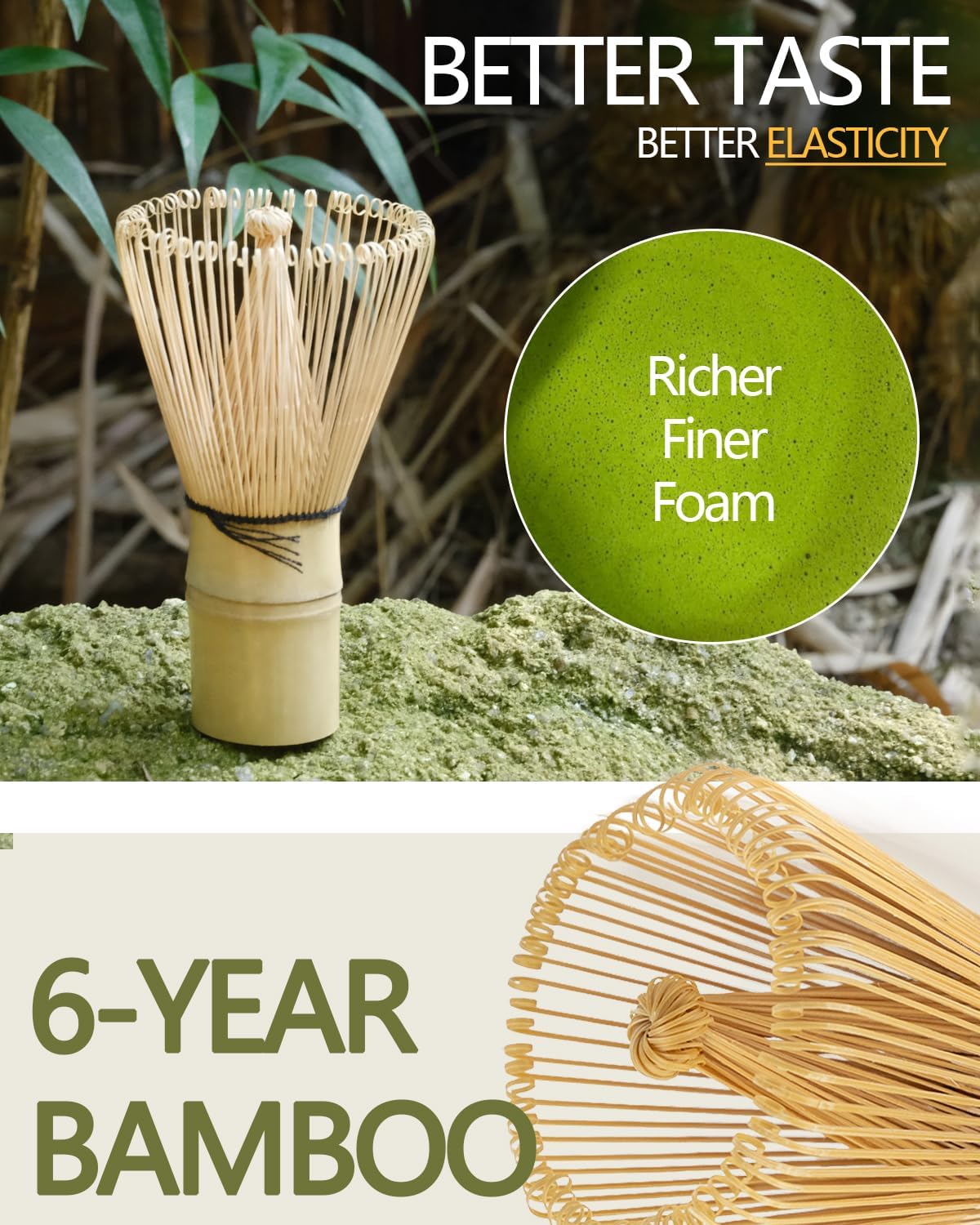 Matcha Whisk, Matcha Bamboo Whisk, Matcha Whisk Set for Matcha Powder Handcrafted Organic Traditional Japanese Chasen, 100-Prong Matcha Stirrer Wisk Mixer Brush for Authentic Tea Preparation