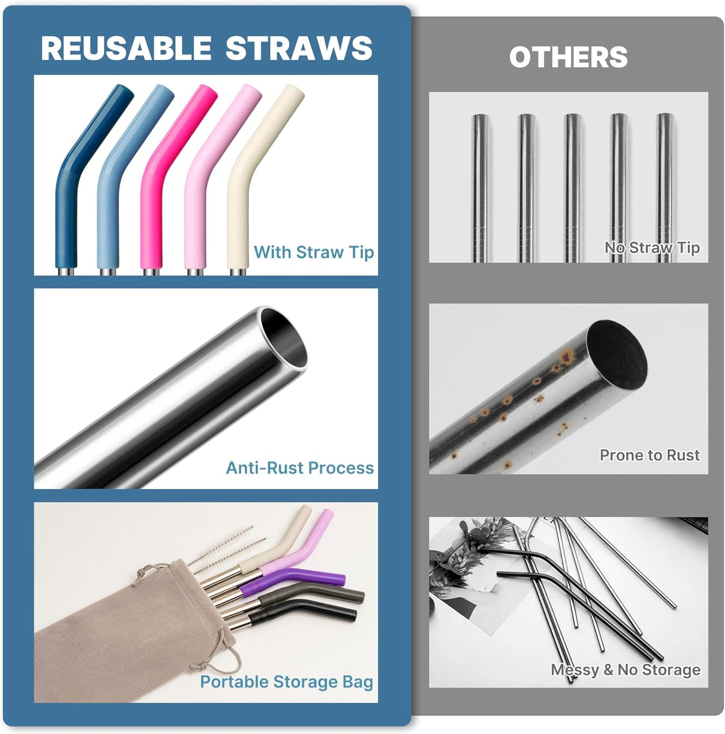 30 oz Straw for YETI Tumbler, Metal Straight Straws Reusable with Silicone Tip for Simple Modern 24 oz Tumbler and 32oz Glass Tumbler, Cleaning Brush, 1 Portable Bag