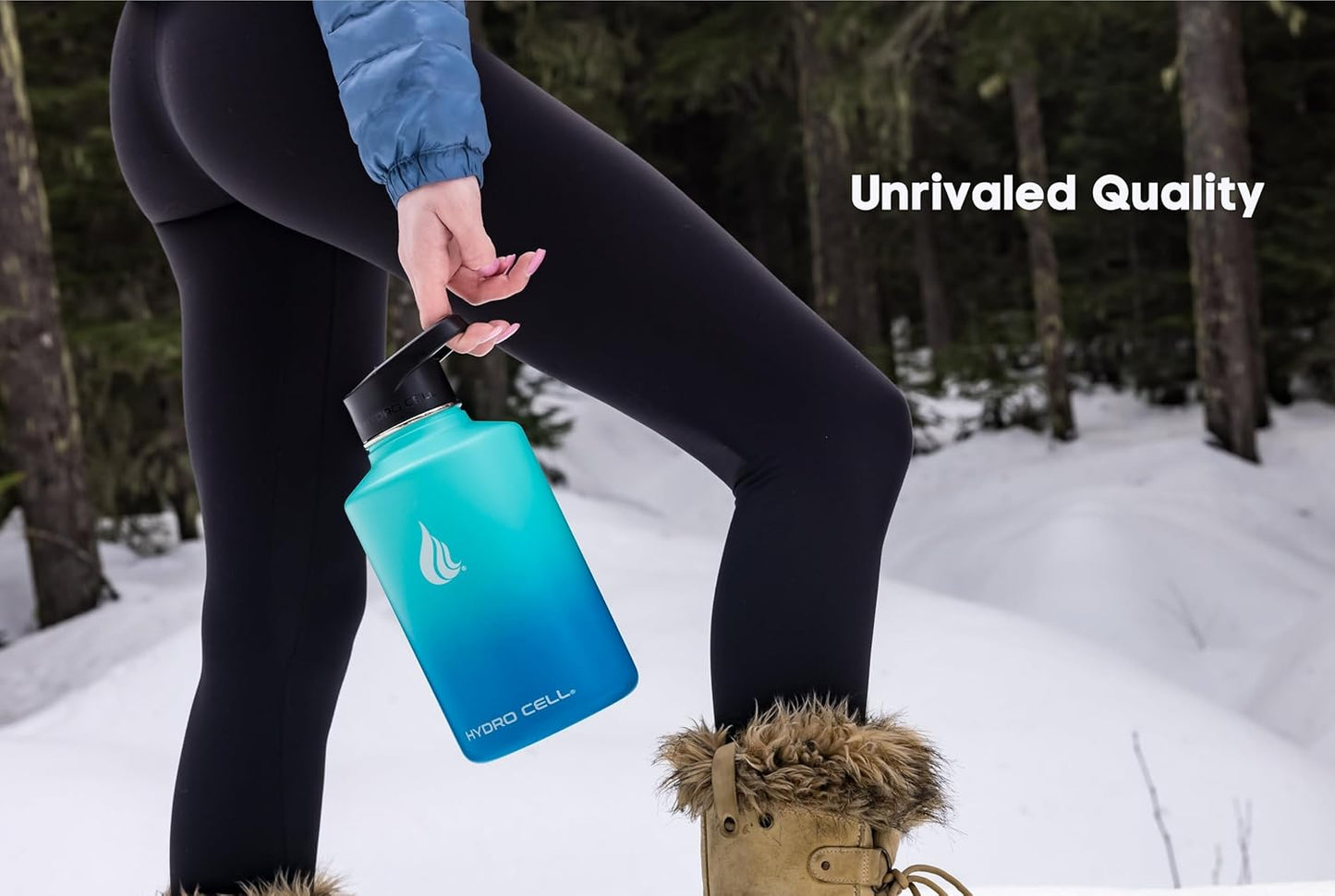 HYDRO CELL Stainless Steel Insulated Water Bottle with Straw - For Cold & Hot Drinks - Metal Vacuum Flask with Screw Cap and Modern Leakproof Sport Thermos for Adults (Teal/Blue 64oz)