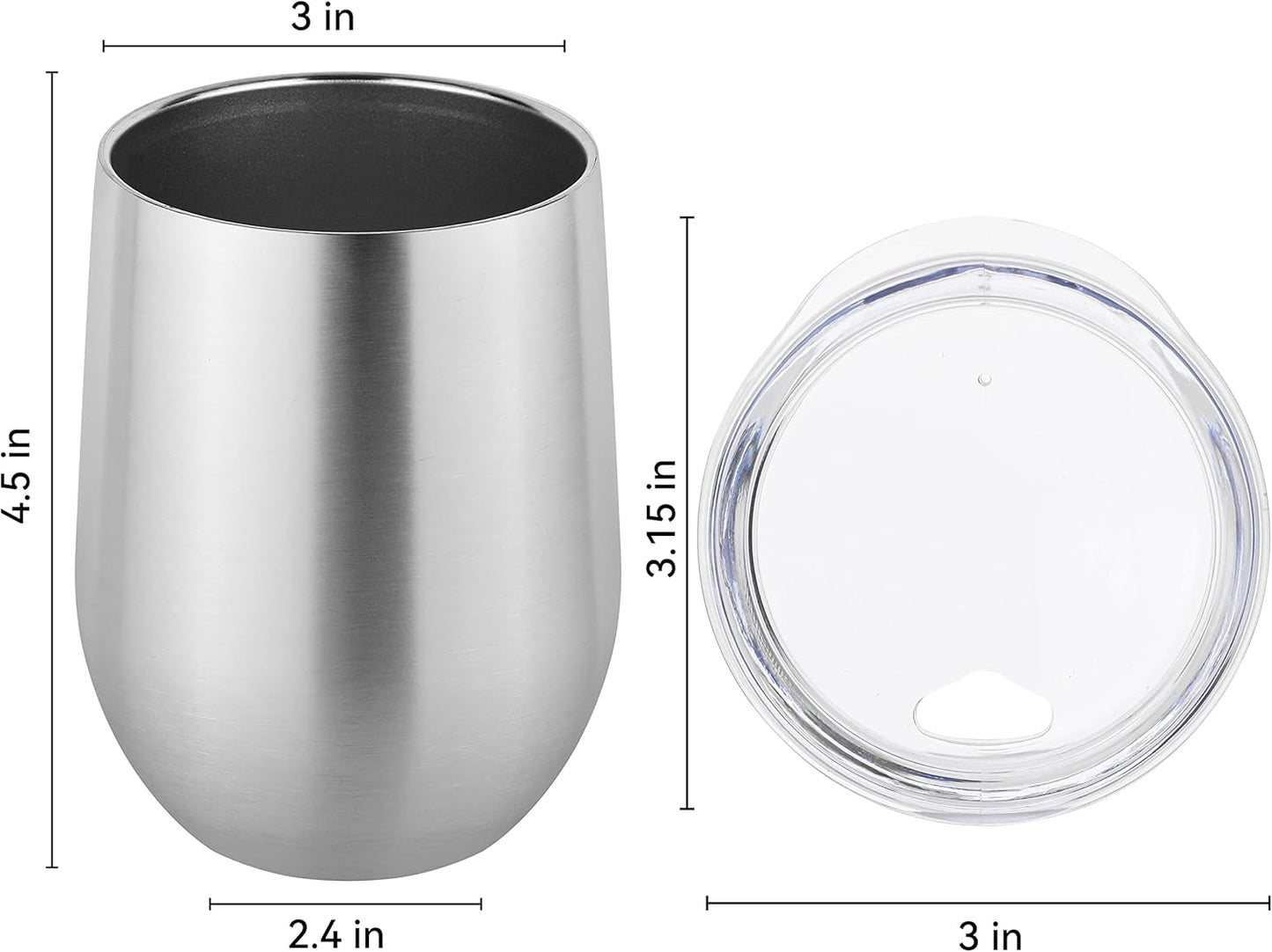 DOMICARE Stainless Steel Wine Tumbler Bulk with Lid, Personalized Insulated Tumblers Set, 12oz Travel Coffee Cups Pack of 4, Stainless steel