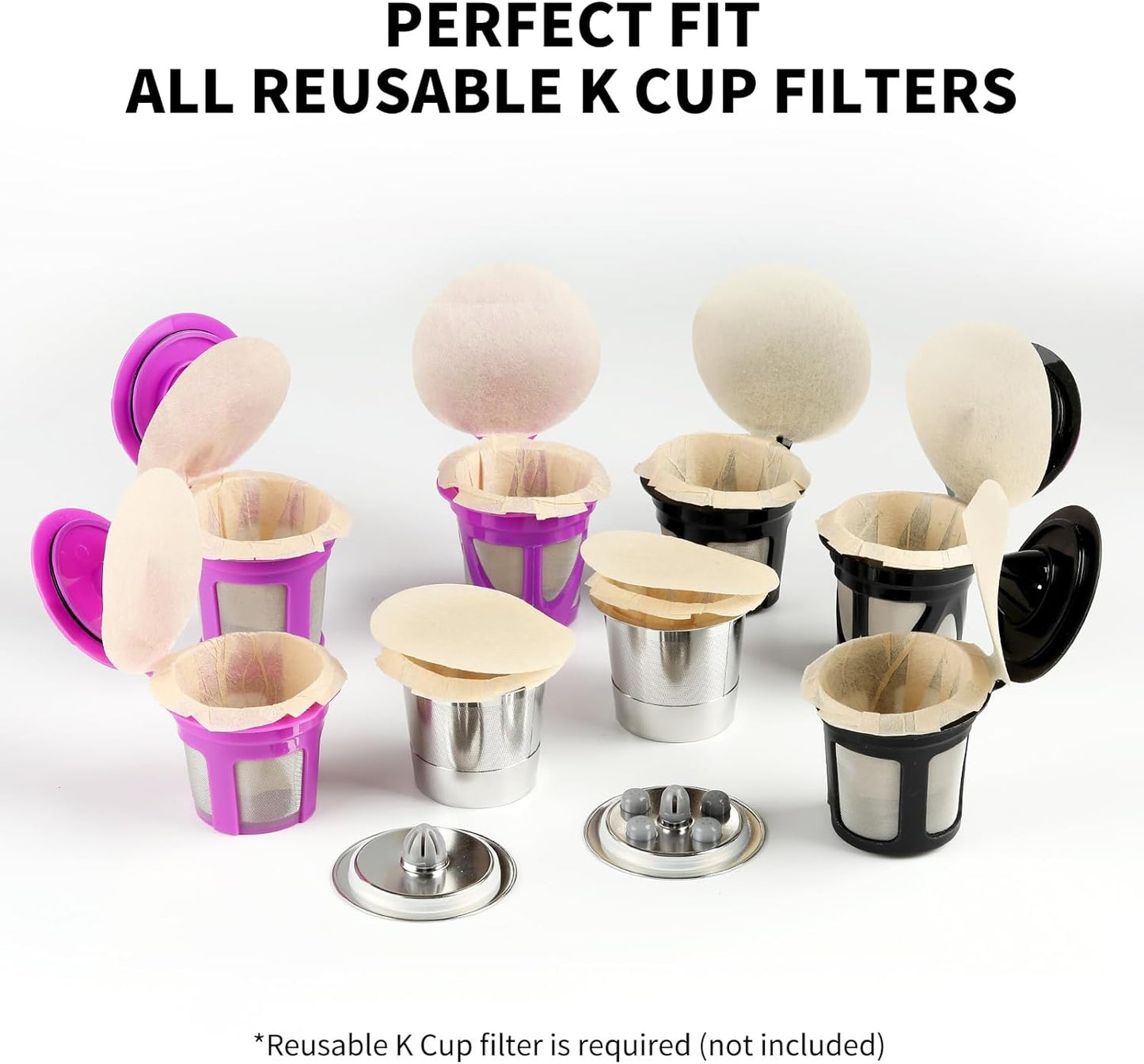 200 Count Fanativita K Cup Filters Disposable with Genius Lid Design, Fit All Reusable K Cups for Keurig (Unbleached)