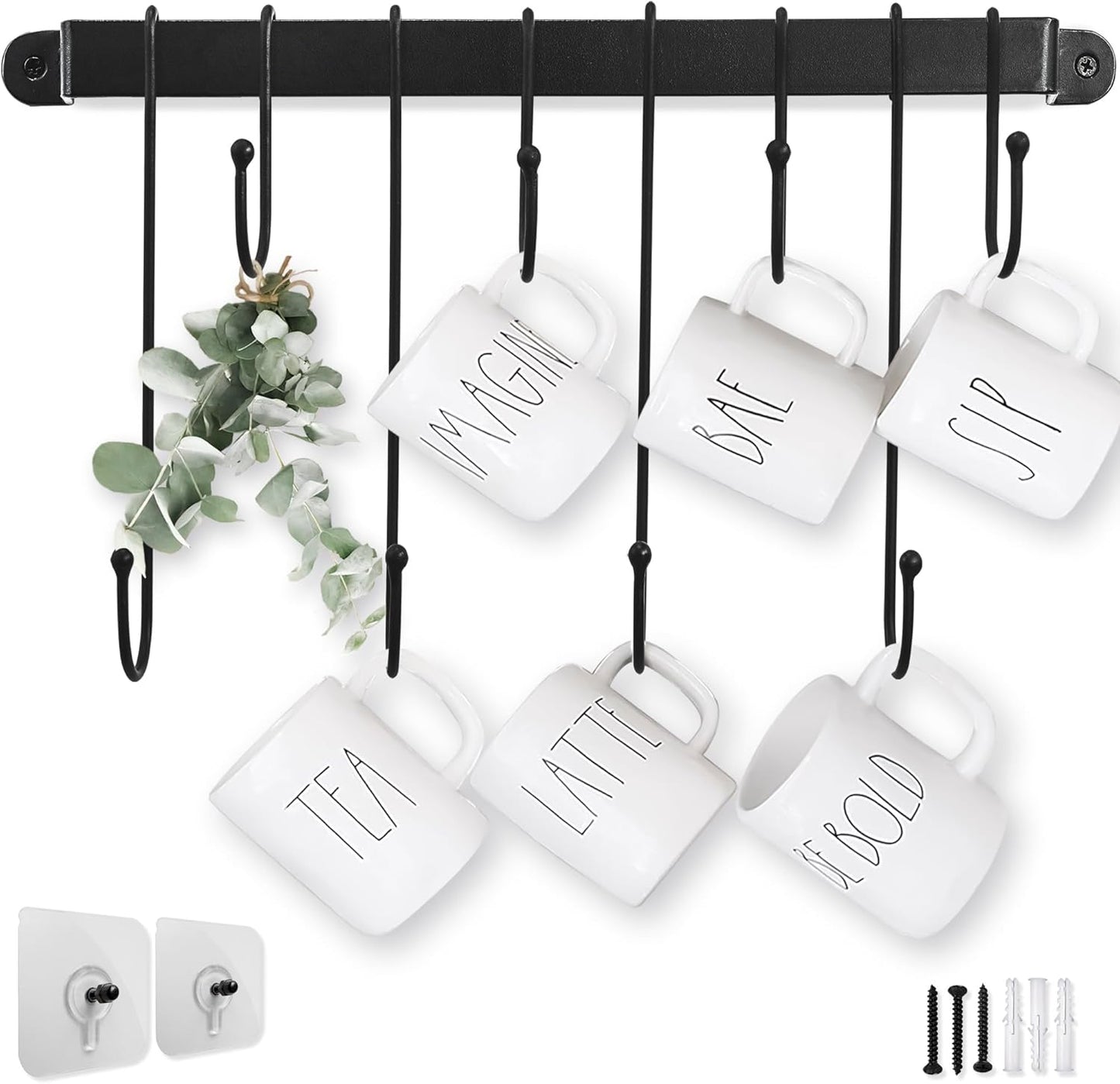 AJART Coffee Bar Decor Mug Holder: 17" Coffee Cup Rack for Home Kitchen Office Dining Room Cafe Bar