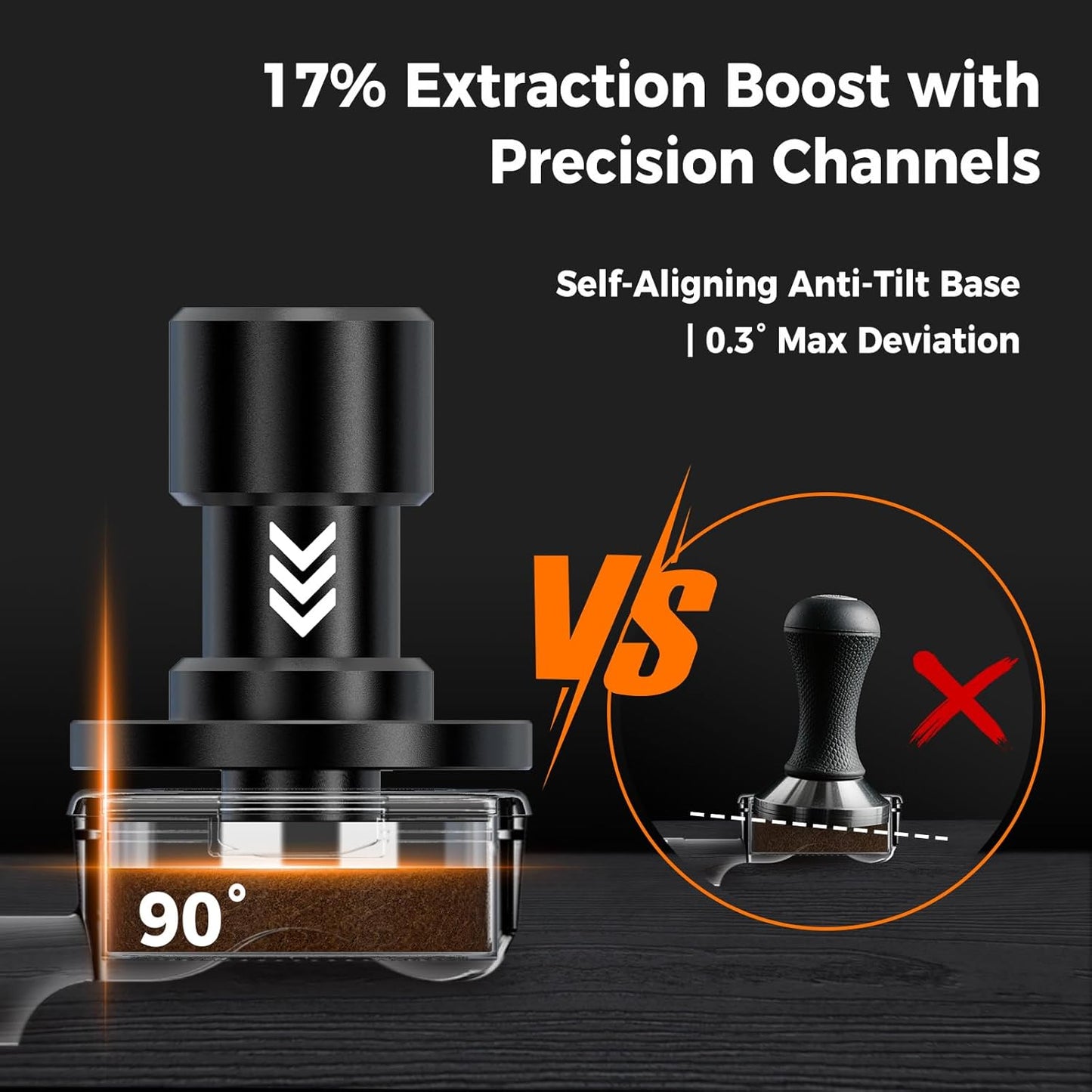 IKAPE 51MM V6 Impact Espresso Tamper with Sound Feedback, 15lb/30lb Interchangeable Springs, Espresso Low-Profile Tamper with Triple-spring System, Fits 51mm portafilters