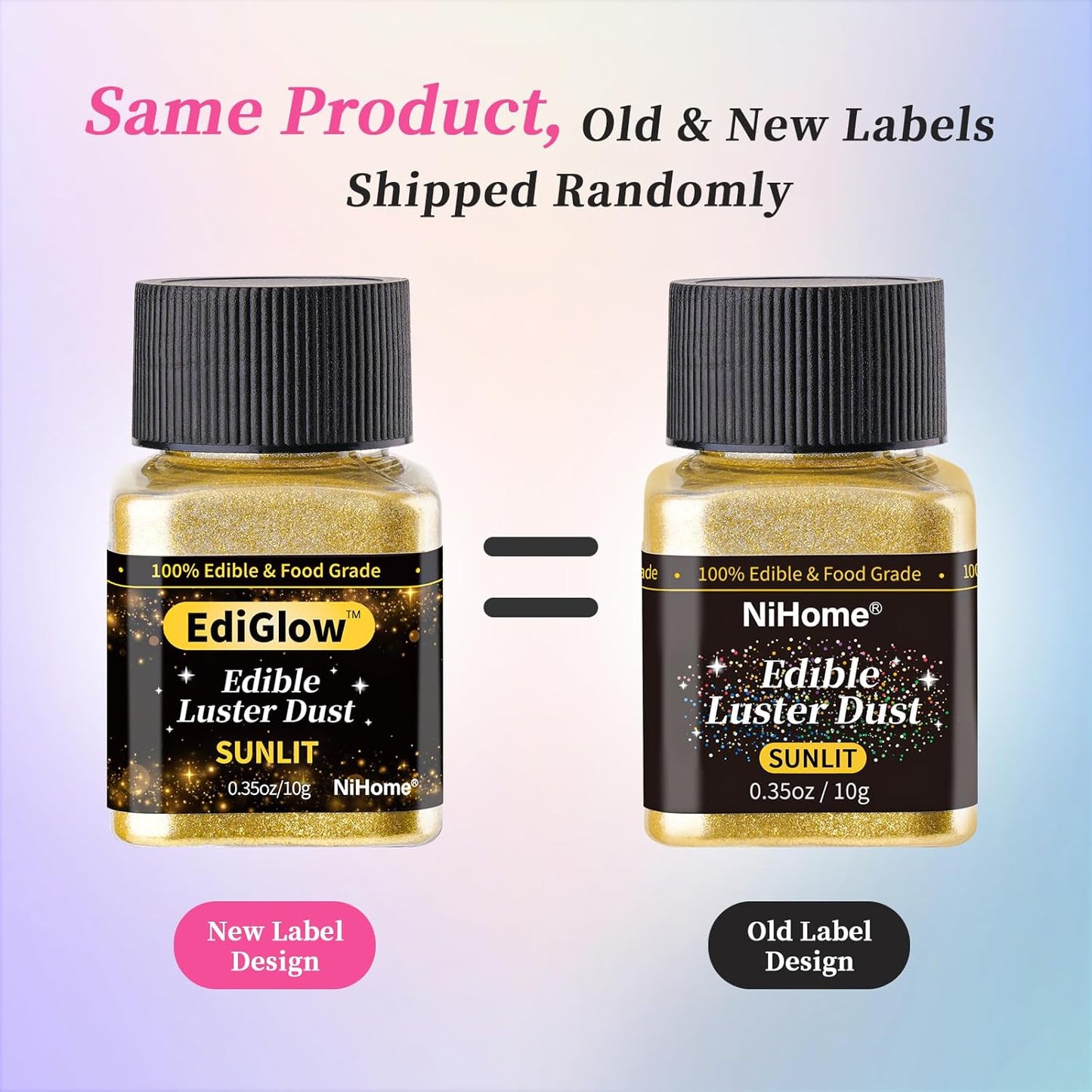 NiHome Edible Food-Grade Glitter Powder Glimmer Luster Dust Metallic Fancy Food Decorating Sprinkle Glimmery Dust for Drink Wine Beverage Cake Bakery Vegan Allergen-Free (Purple, 0.35oz/10g)