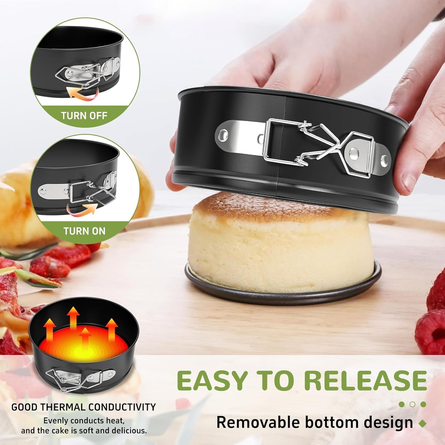 4 Inch Mini Springform Pan, Non-stick Cheesecake Pan, Spring Form Pans for Baking, Springform Pans with Removable Bottom, Round Cake Pans, Small Cake Mold for Mini Cheesecake Pizza