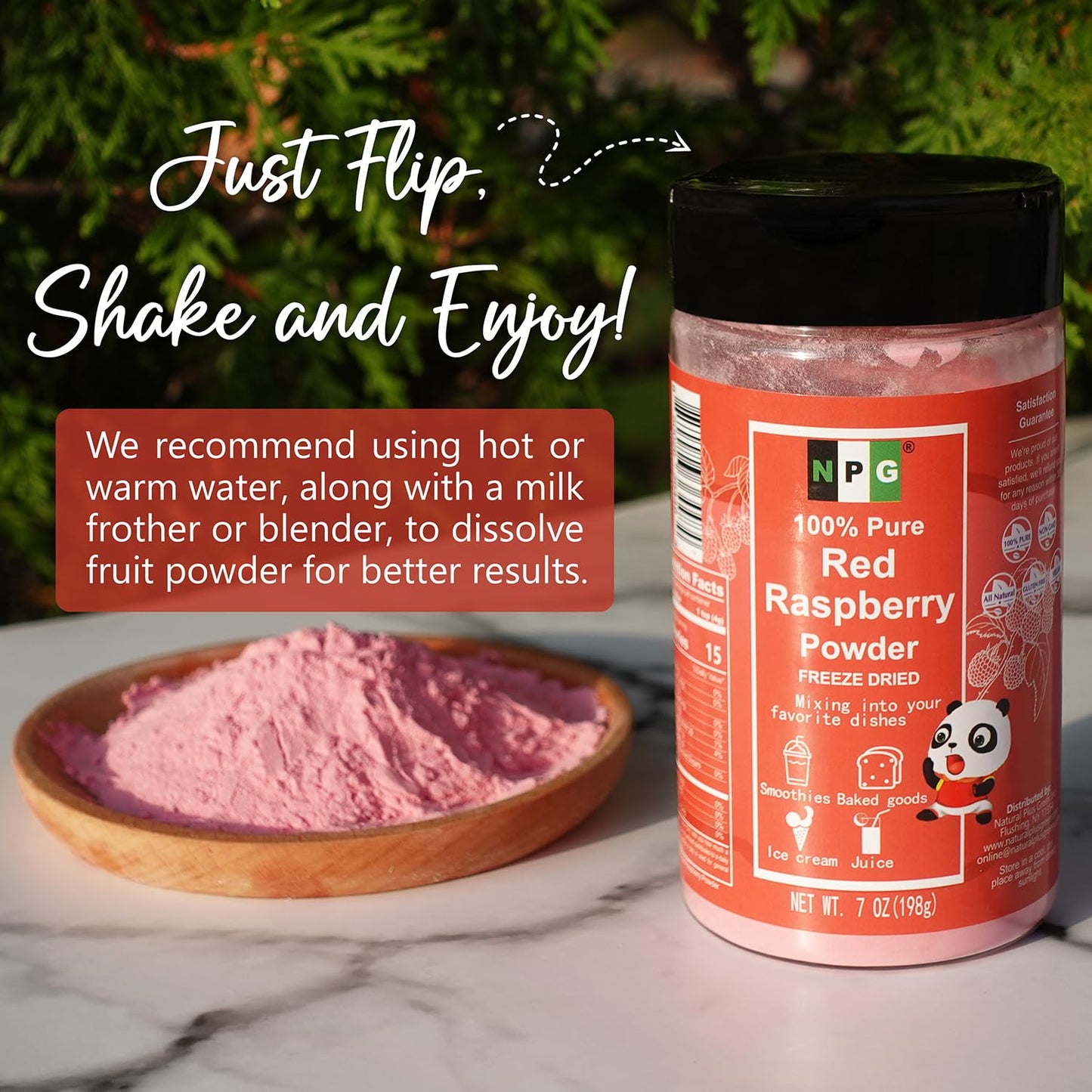 NPG Freeze Dried Red Raspberry Juice Powder 7 Oz, Seedless Fine Superfood Powder for Flavoring, Coloring, Baking, Smoothies, Purees, and Acai Bowls, All Natural