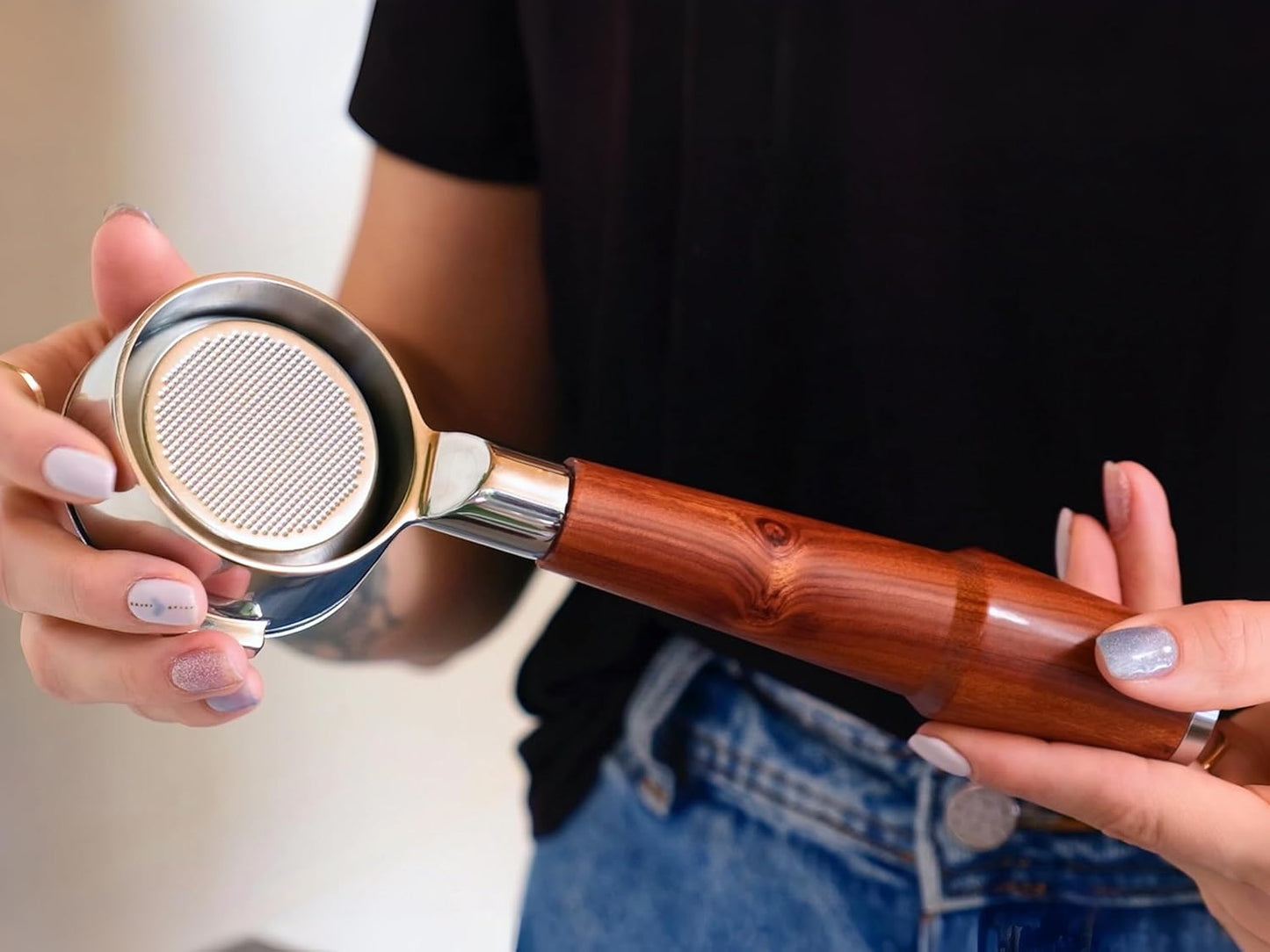 54mm Breville Espresso Tamper Kit – Bottomless Portafilter, Spring-Loaded Tamper, Coffee Distributor, WDT Tool & Wooden Organizer | Complete Espresso Accessories Set