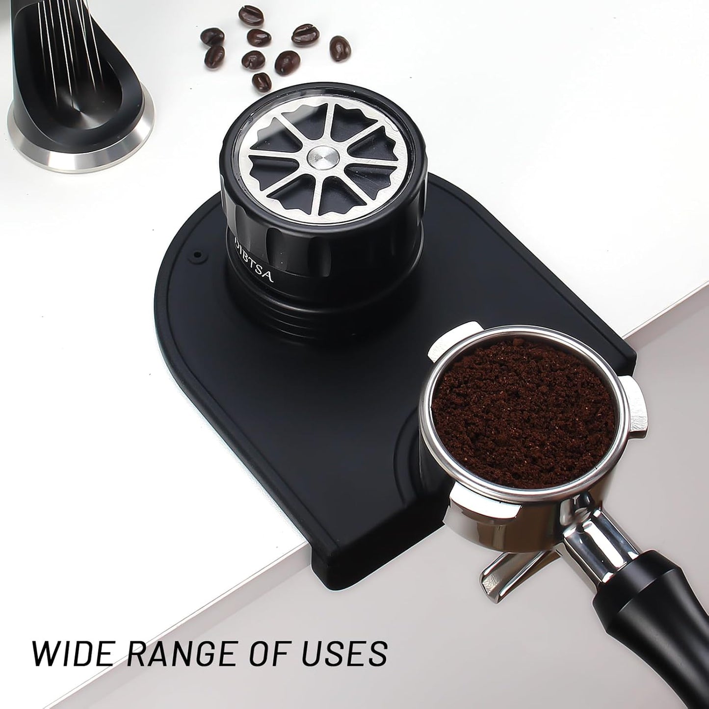 Espresso Tamping Mat, Silicone Coffee Tamper Mat with Corner Edge Tamp Support Station for Countertop, Barista Tools, Espresso Accessories, Small, Black