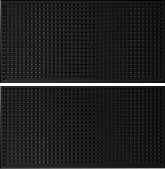 Tioncy 2 Pcs Bar Mat 6 x 12 Inch Bar Mat for Countertop Non Slip Rubber Bar Service Mat Cocktail Coffee Bar Mats for Home Bar Bartending Barbershop, Black