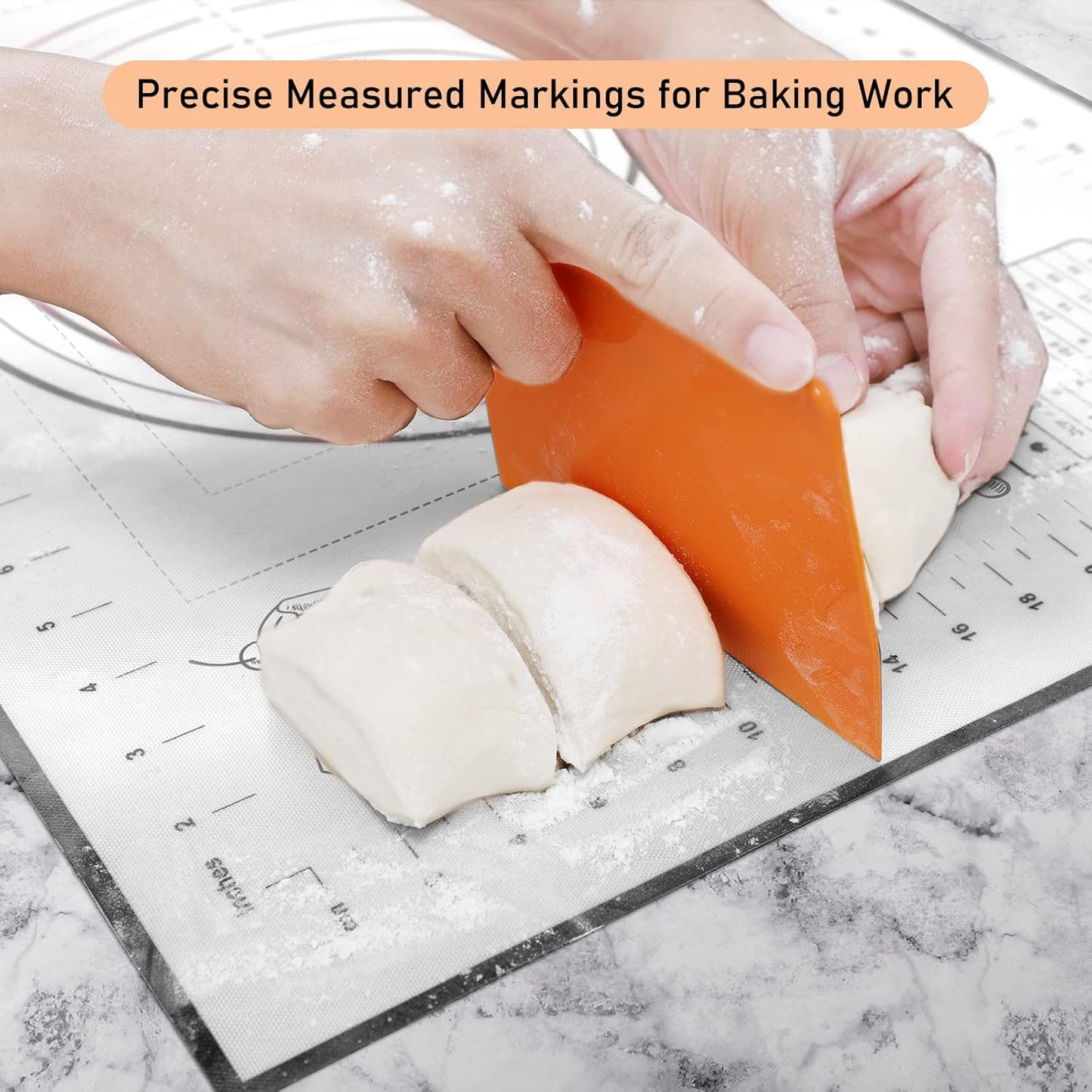 Silicone Pastry Mat with Measurement, Kids Baking Mat for Fondant, Rolling Dough, Pie Crust, Pizza and Cookies, Dough Mat, Counter Mat 12" x 16", Black