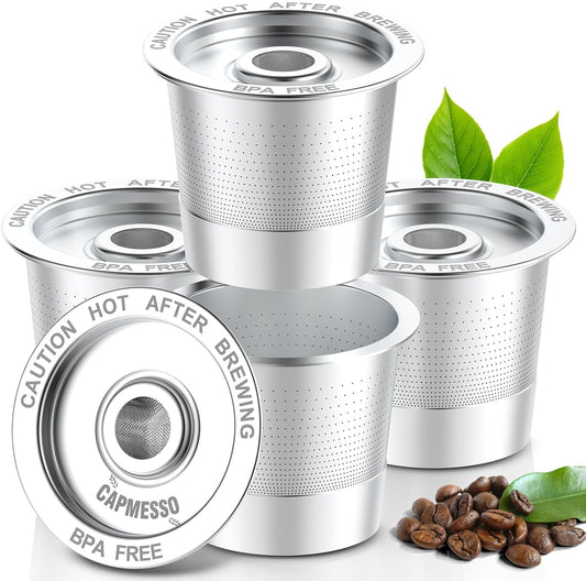 4 Pack Reusable K Cups Coffee Pods for Keurig 1.0: Stainless Steel Refillable K Cup - Reusable Coffee Filter for Keurig 1.0 Coffee Maker, Permanent, Eco-Friendly, Innovative Design